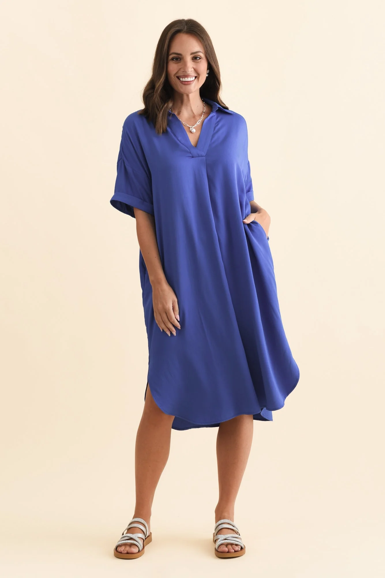 Kazi Cobalt Shirt Dress - Image 3
