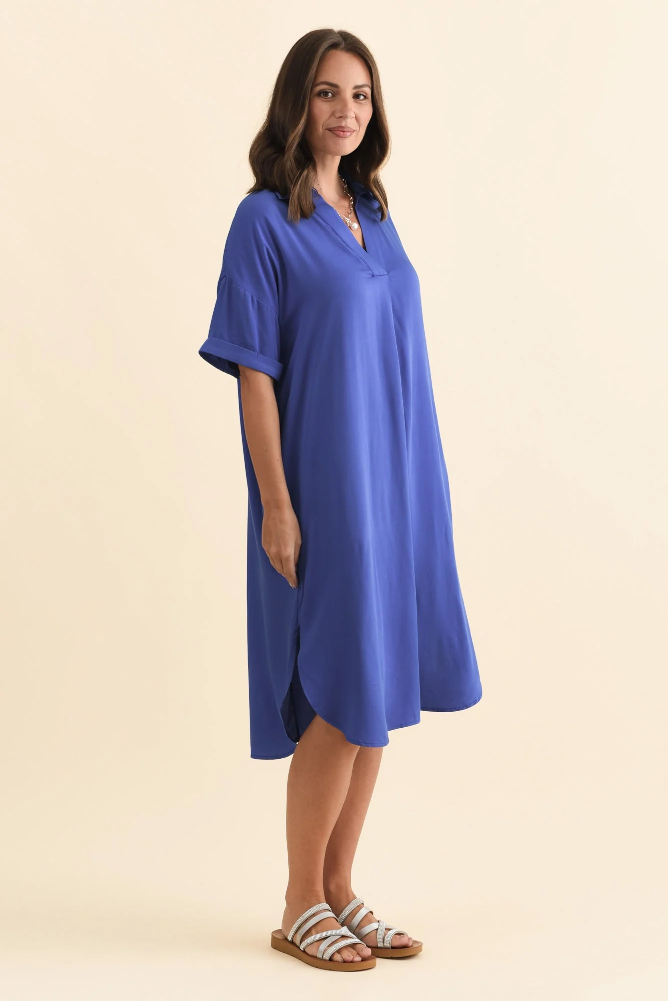 Kazi Cobalt Shirt Dress - Image 4