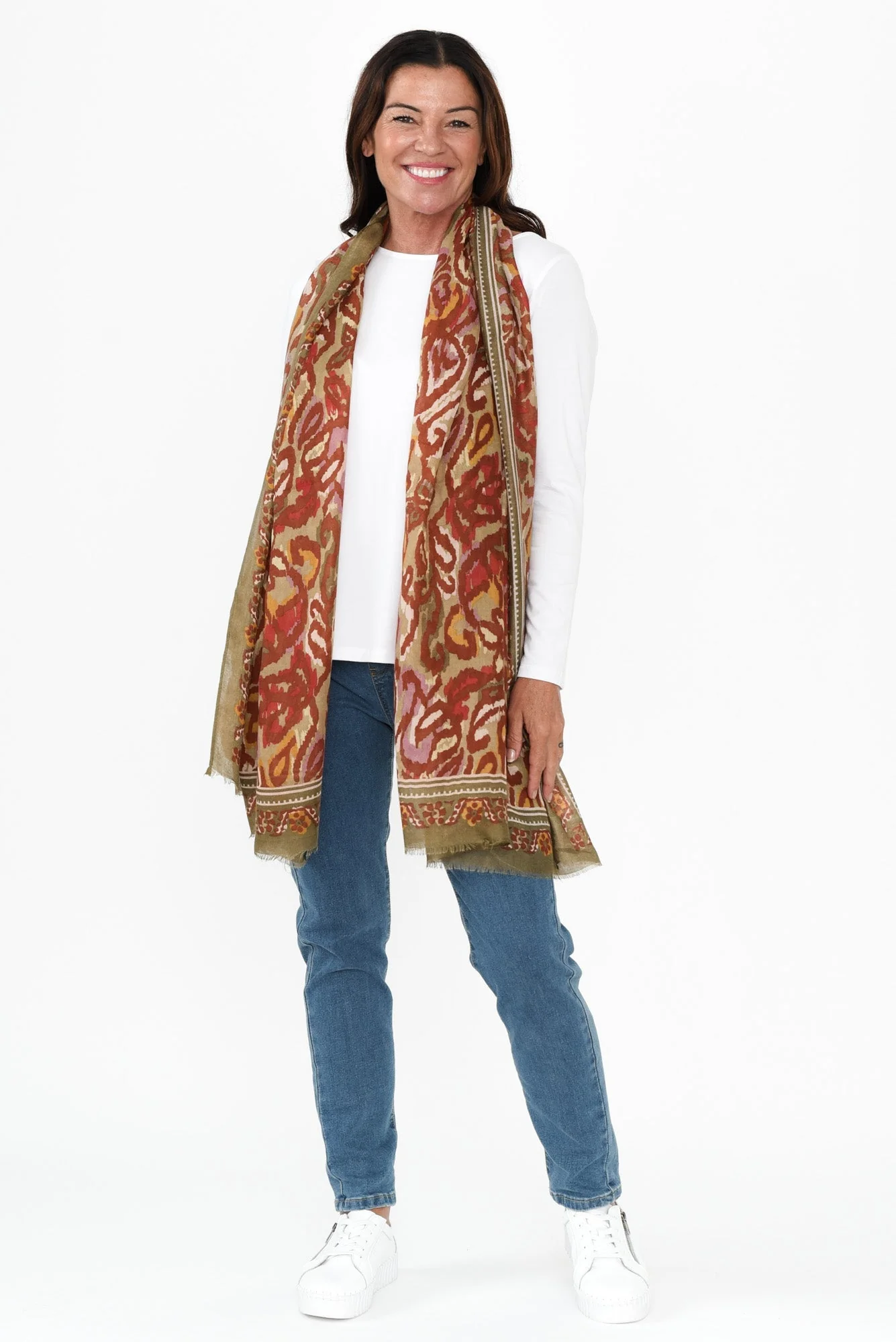 Ken Khaki Abstract Scarf - Image 3