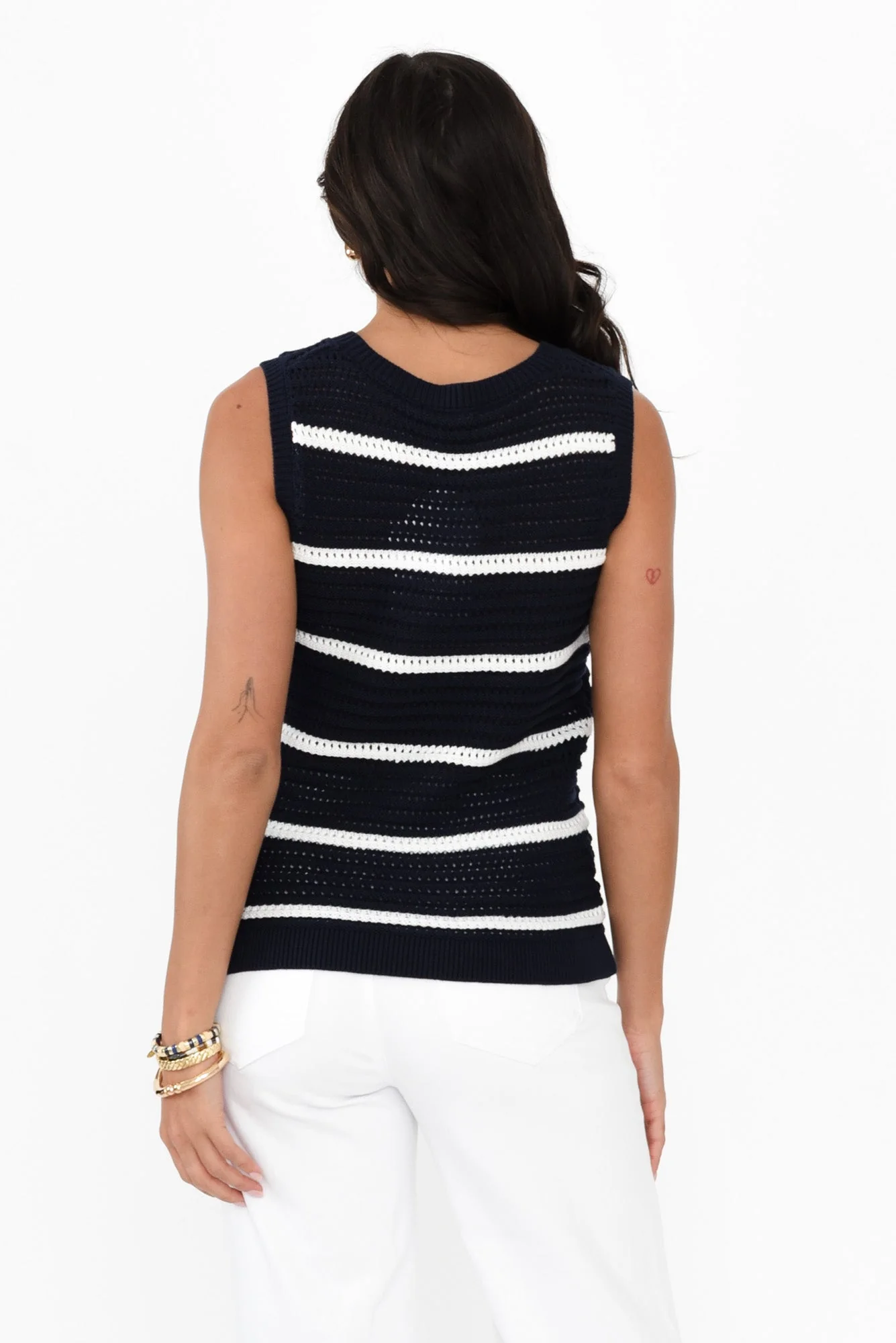 Kenali Navy Stripe Cotton Knit Tank - Image 4