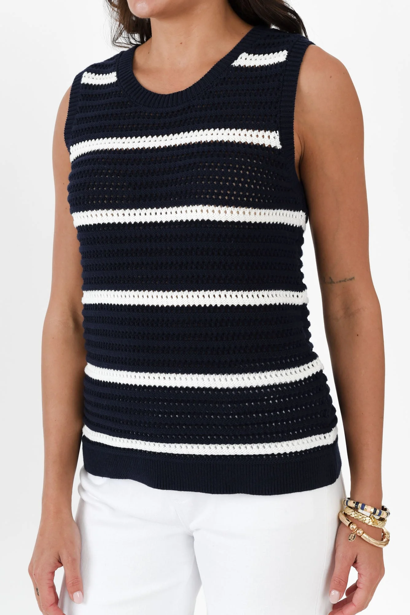 Kenali Navy Stripe Cotton Knit Tank - Image 5