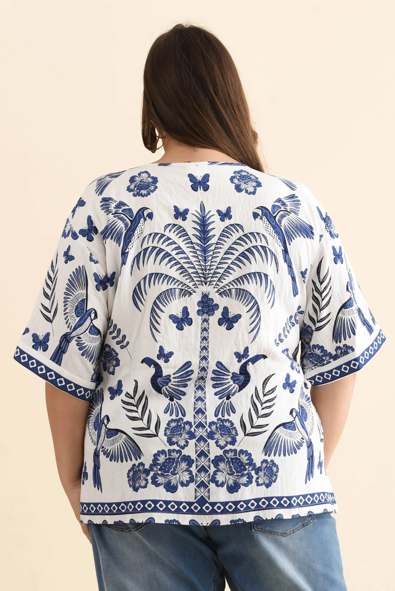 Kendria Blue Palm Batwing Top - Image 10