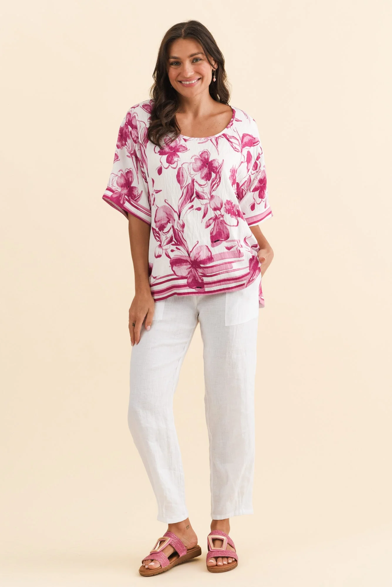 Kendria Pink Floral Batwing Top - Image 3