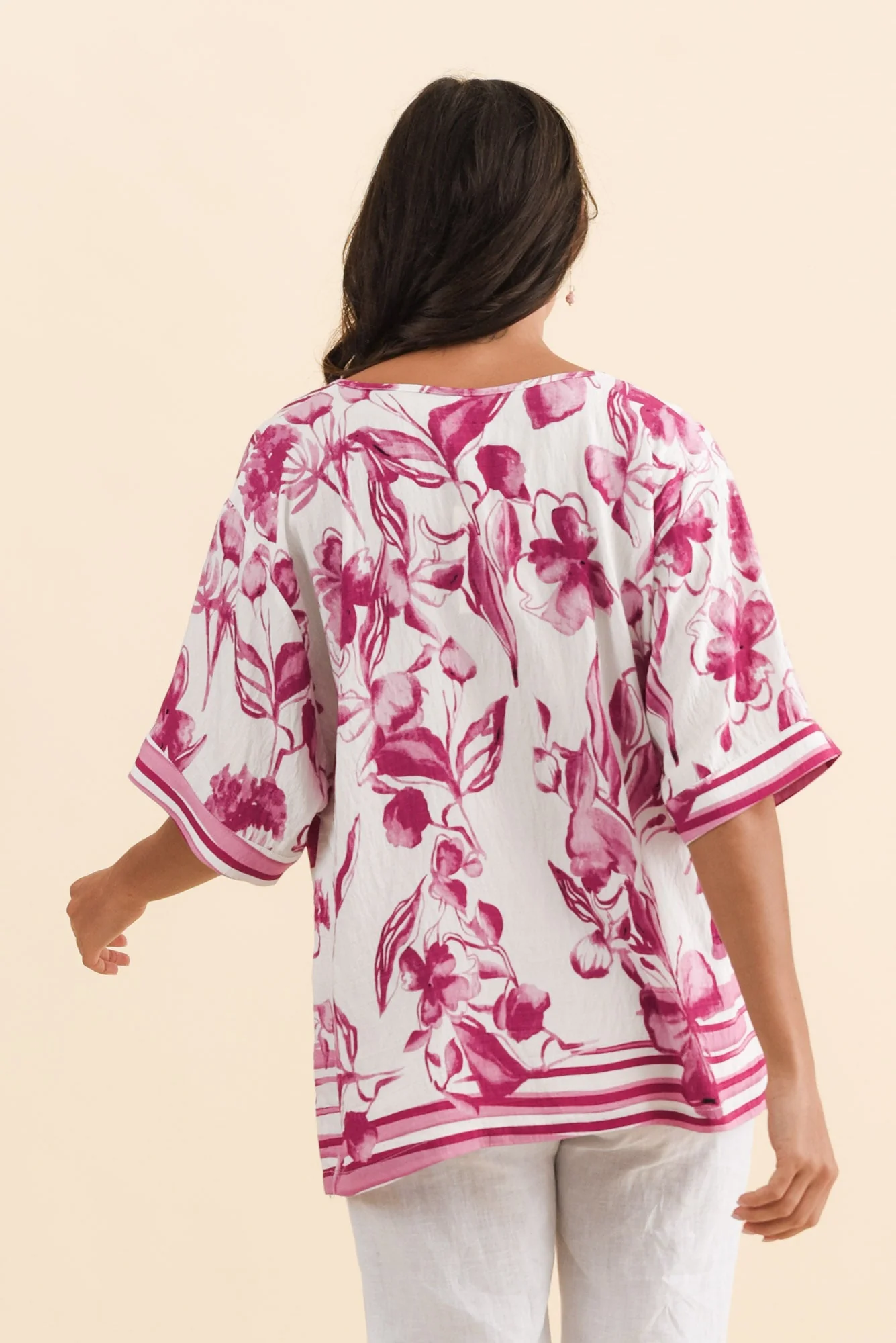 Kendria Pink Floral Batwing Top - Image 5