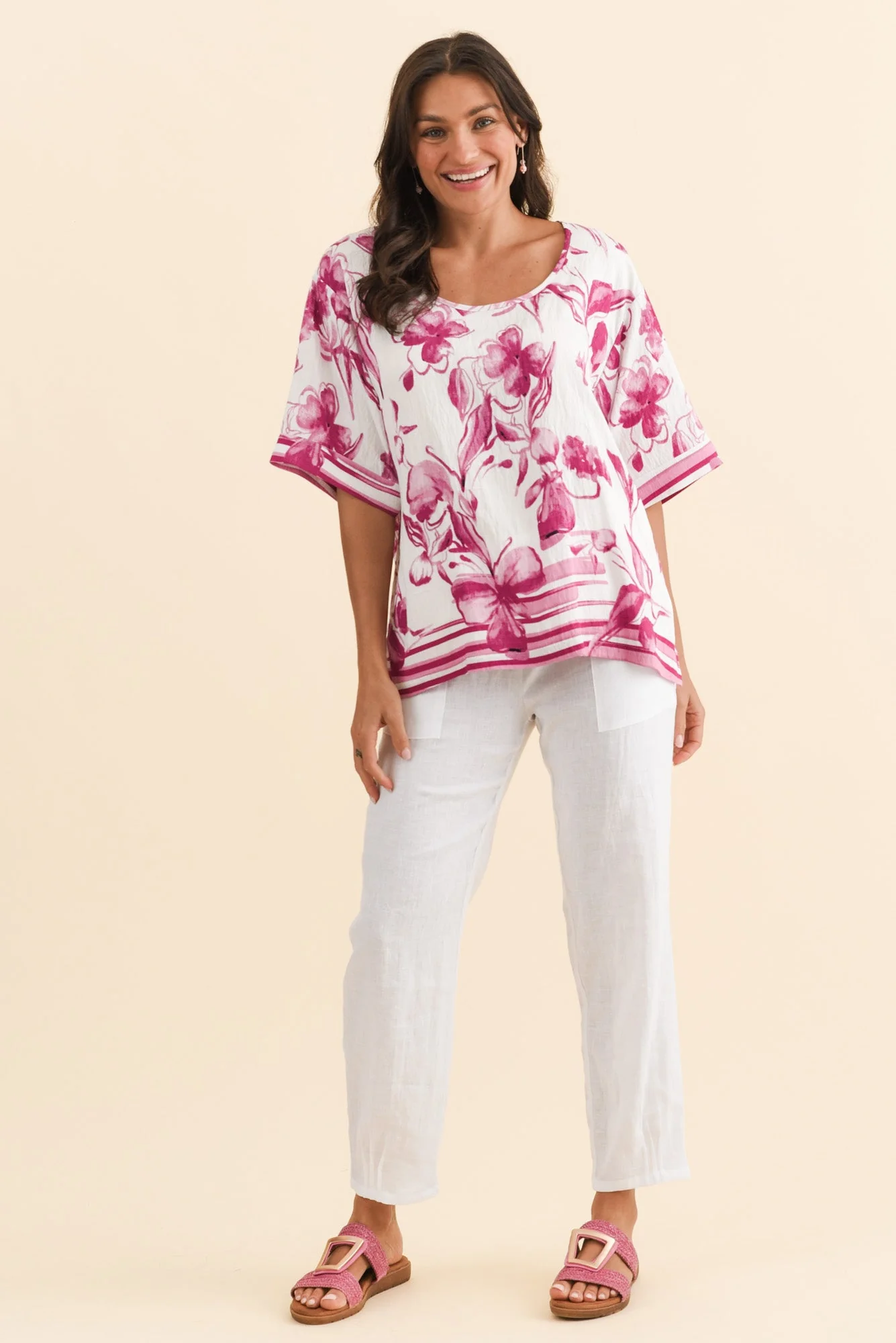 Kendria Pink Floral Batwing Top - Image 7