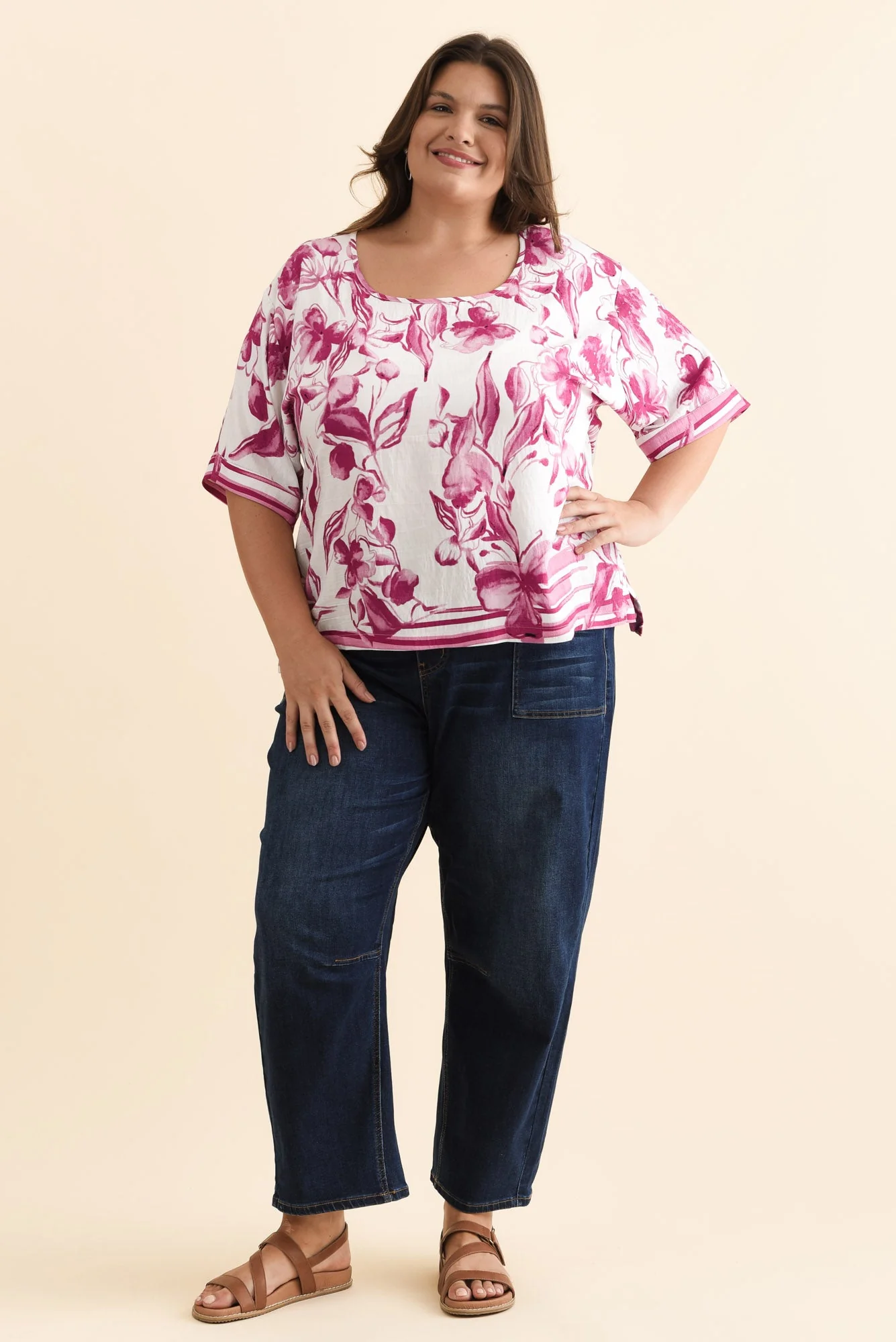 Kendria Pink Floral Batwing Top - Image 8
