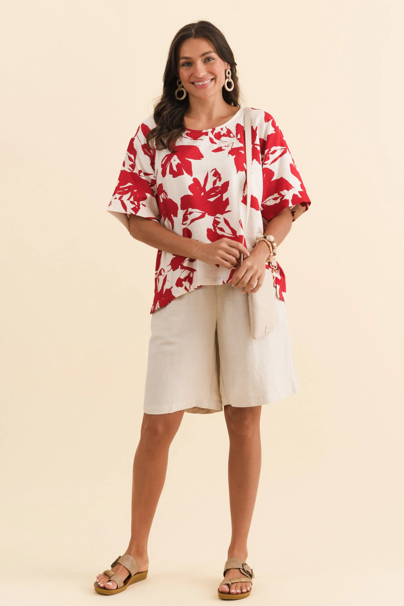 Kendria Red Brush Stroke Batwing Top - Image 2