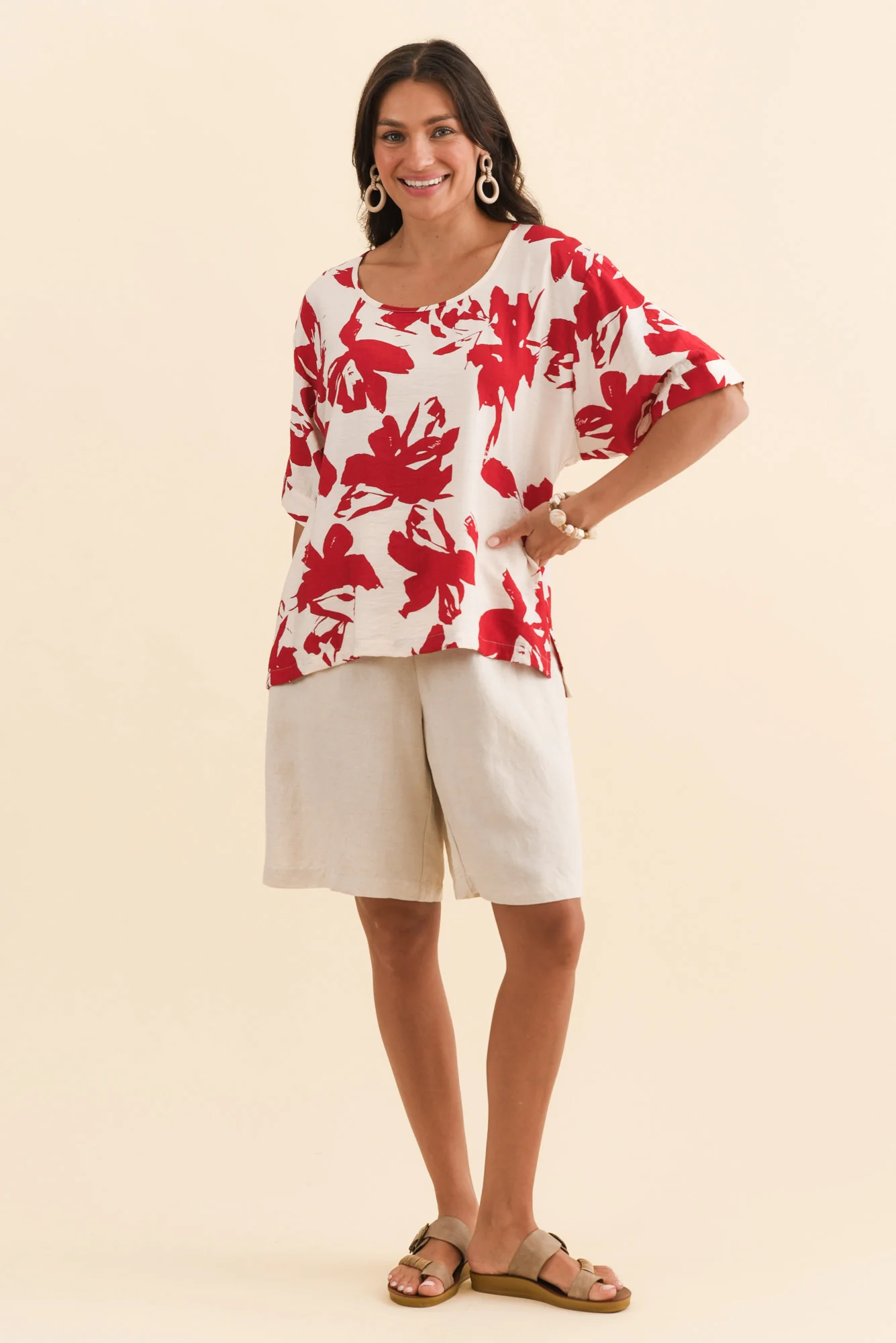 Kendria Red Brush Stroke Batwing Top - Image 6