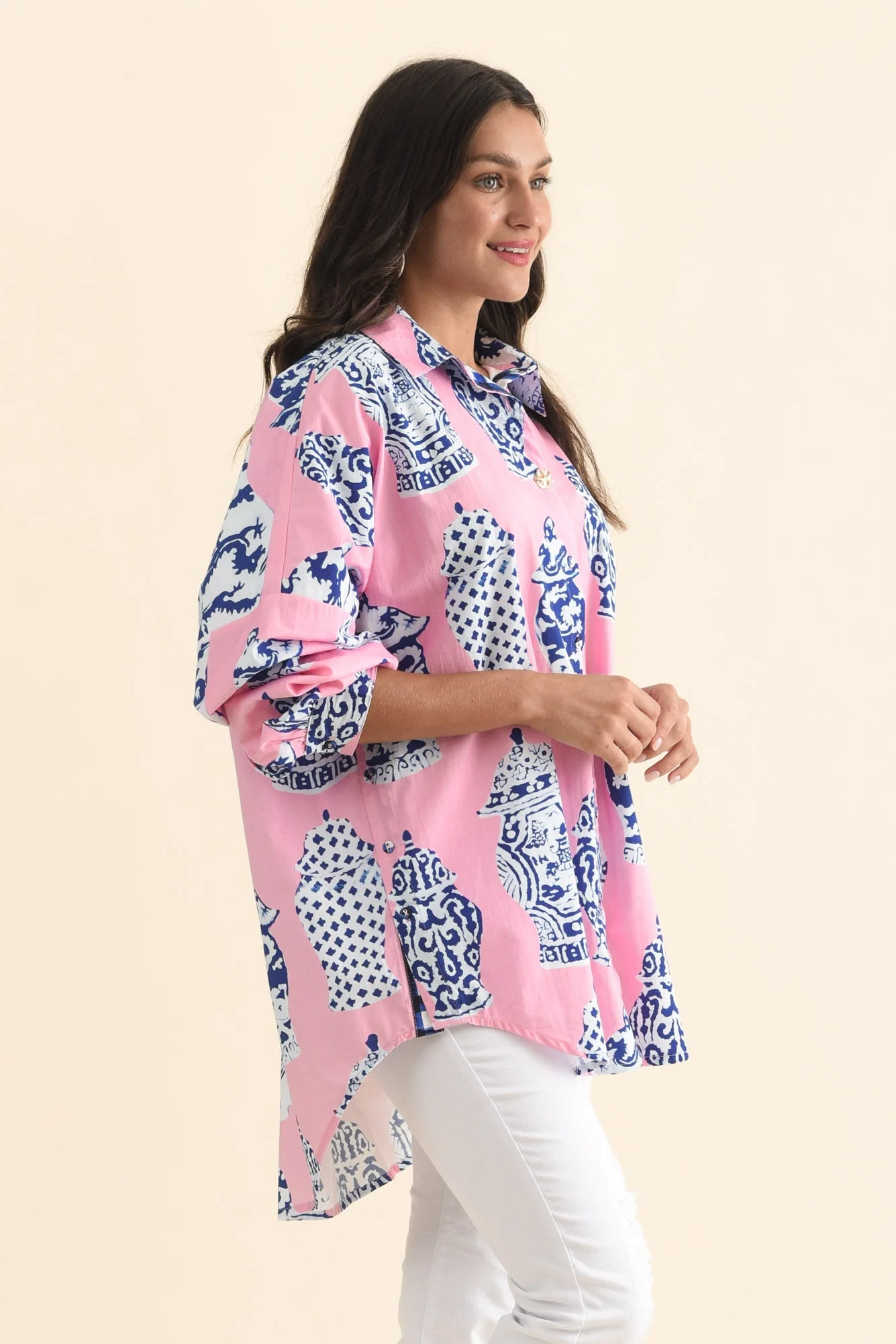 Kendy Pink Pottery Cotton Shirt - Image 3