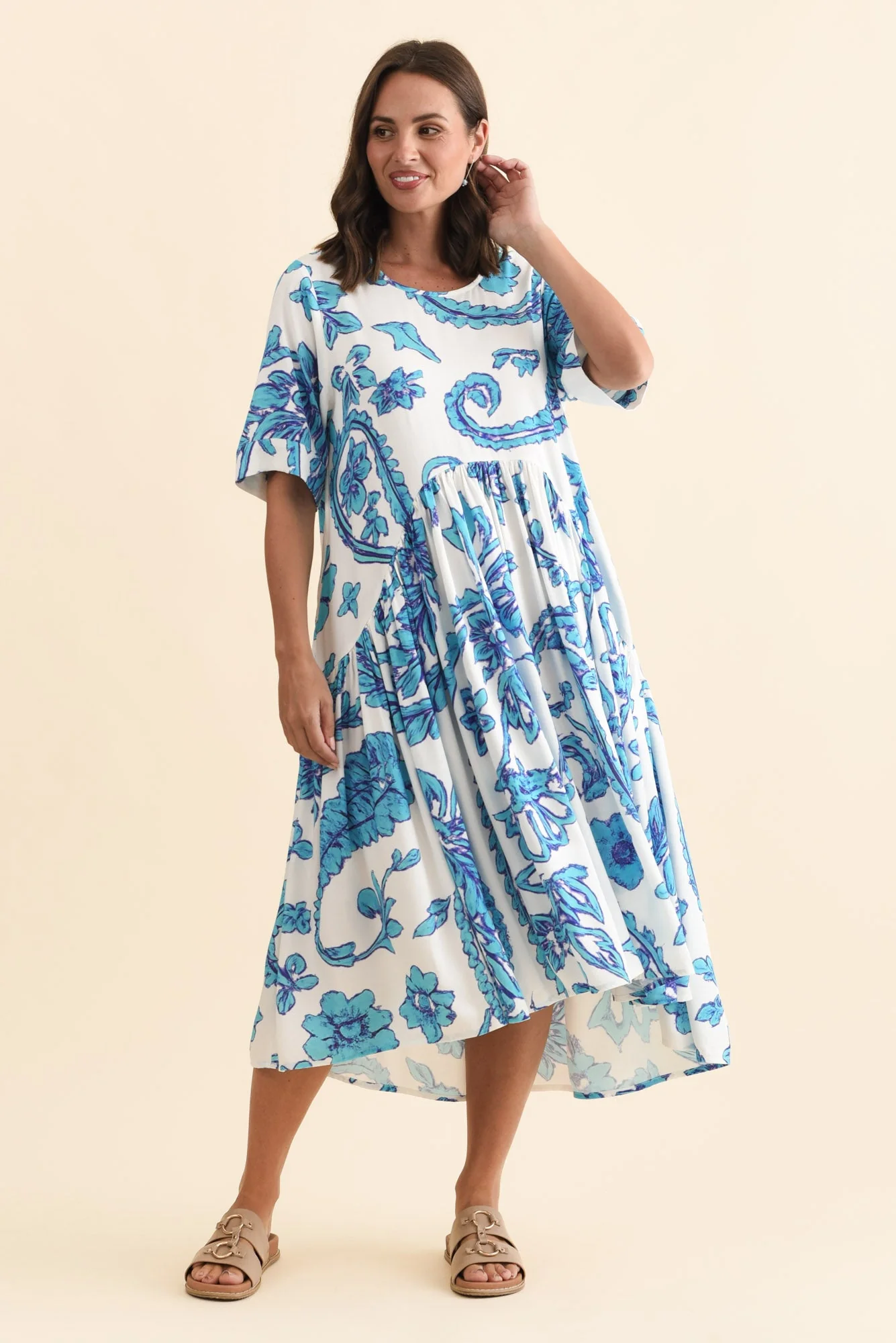 Kiana Blue Paisley Peak Dress - Image 3