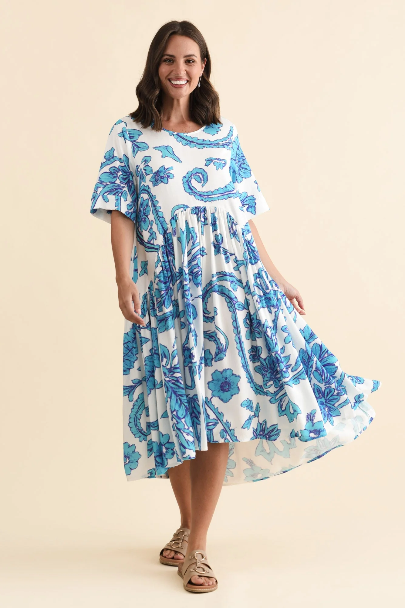 Kiana Blue Paisley Peak Dress - Image 7