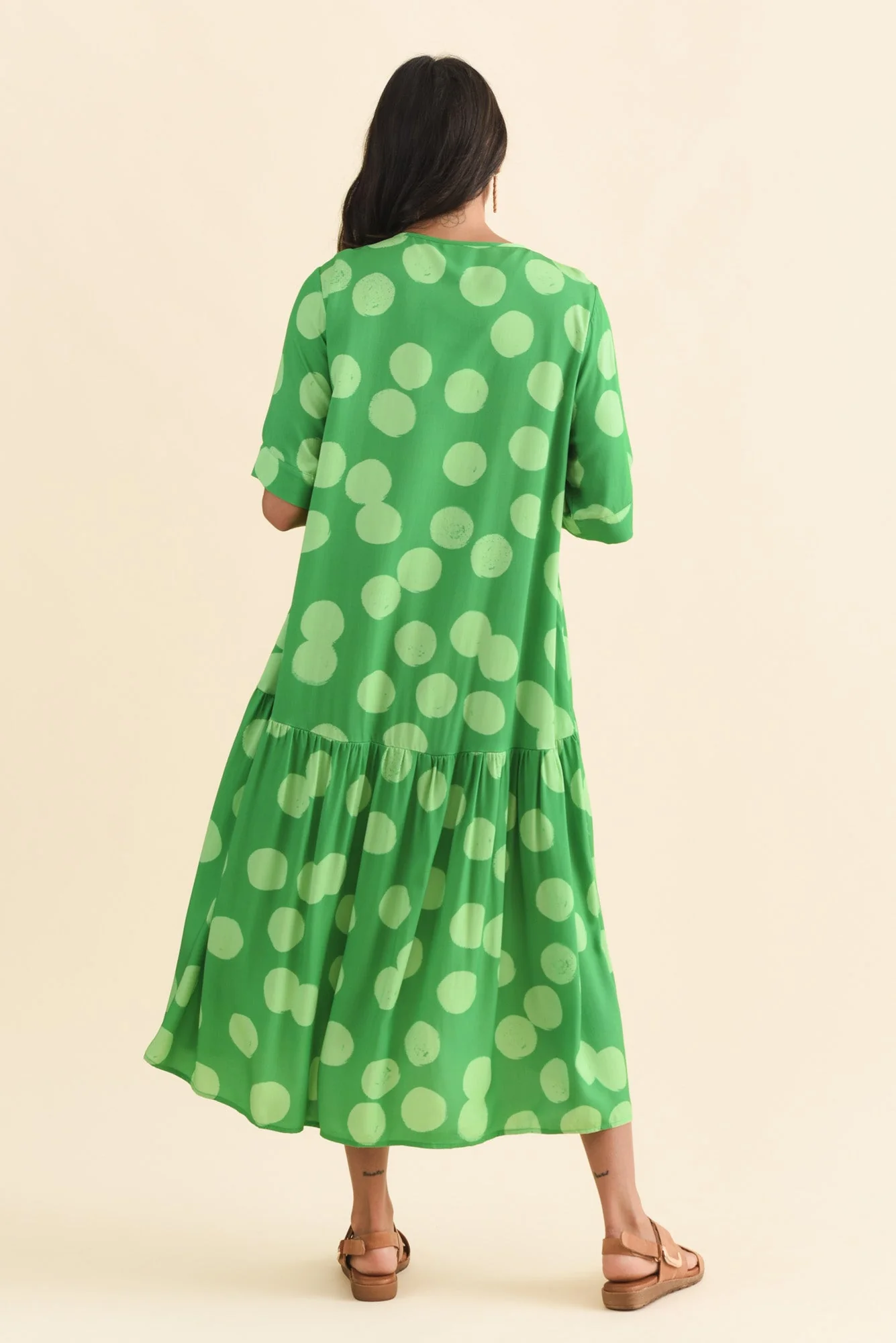 Kiana Green Spot Peak Dress - Image 4