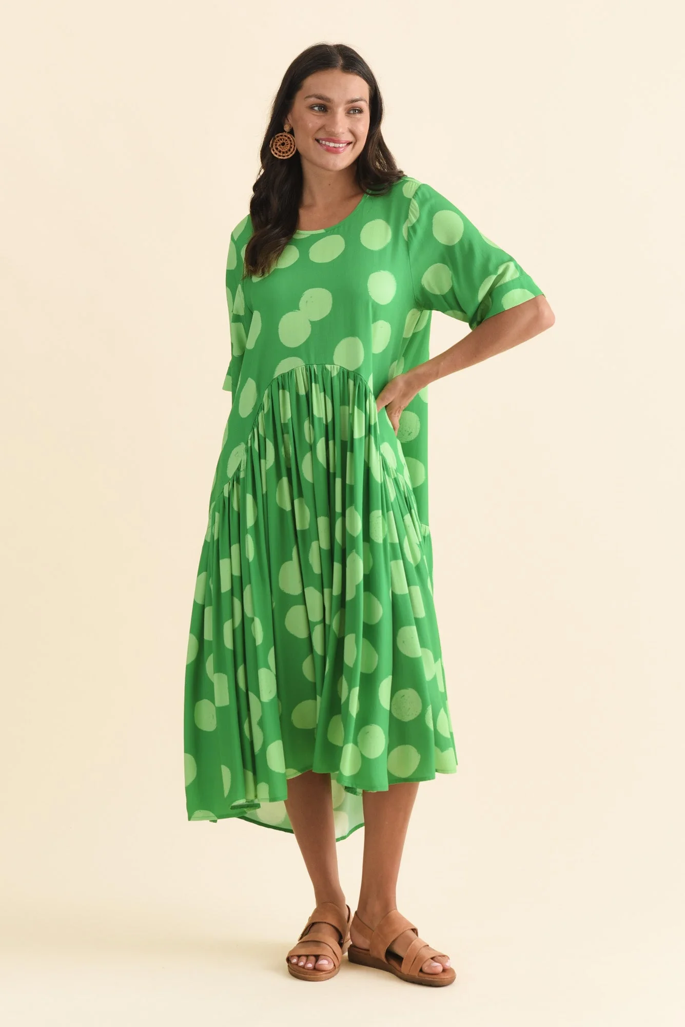 Kiana Green Spot Peak Dress - Image 6