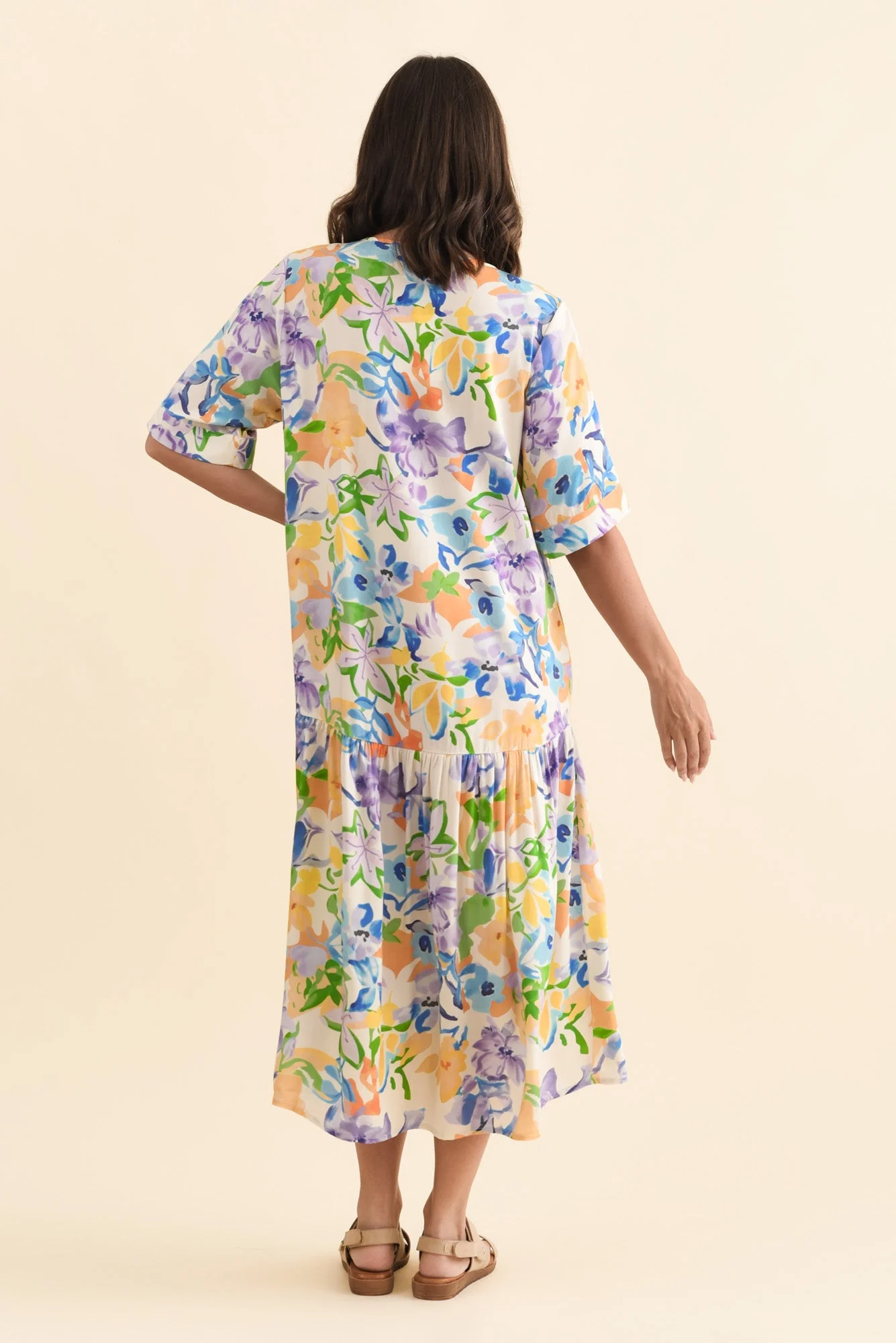 Kiana Purple Floral Peak Dress - Image 5