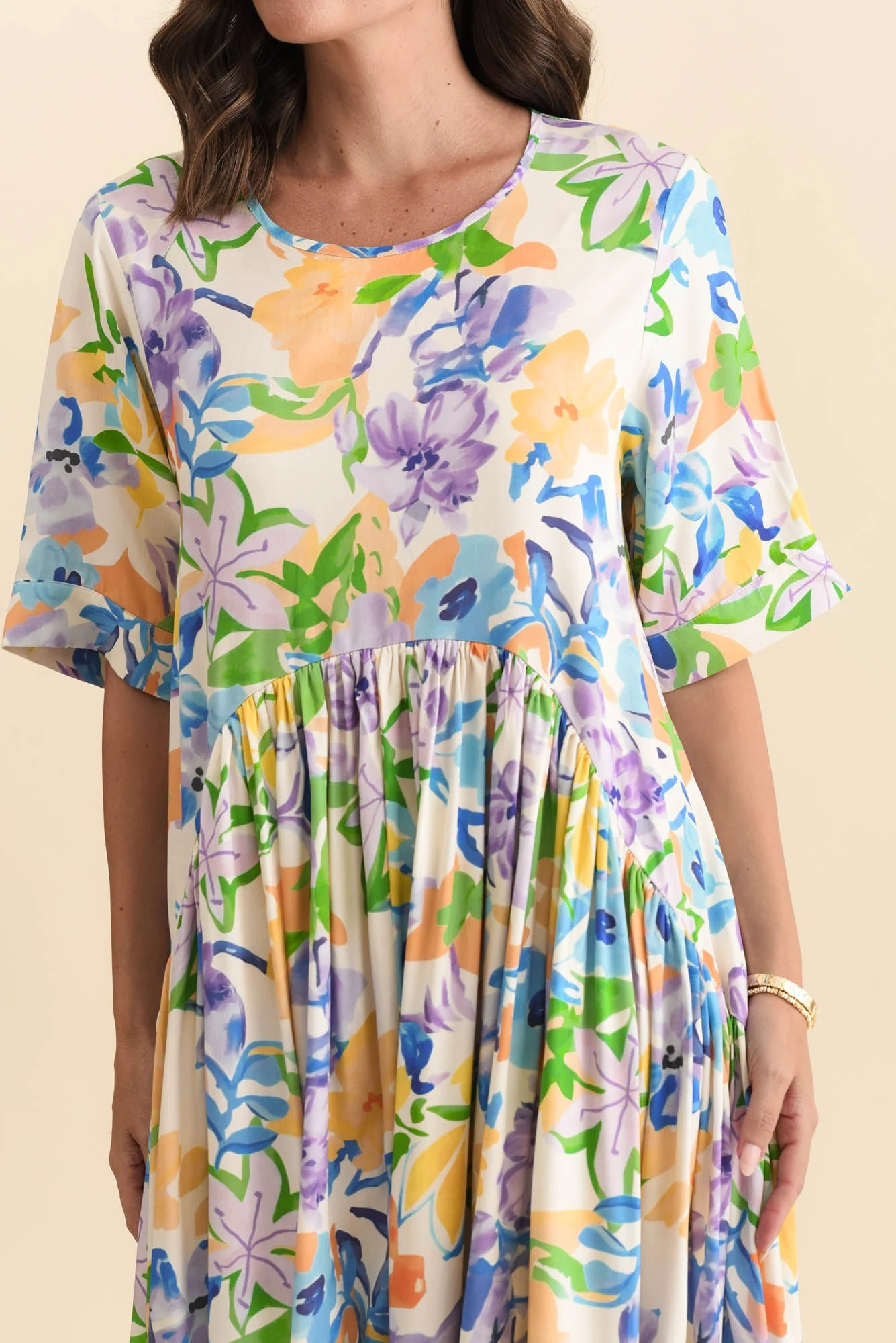 Kiana Purple Floral Peak Dress - Image 6