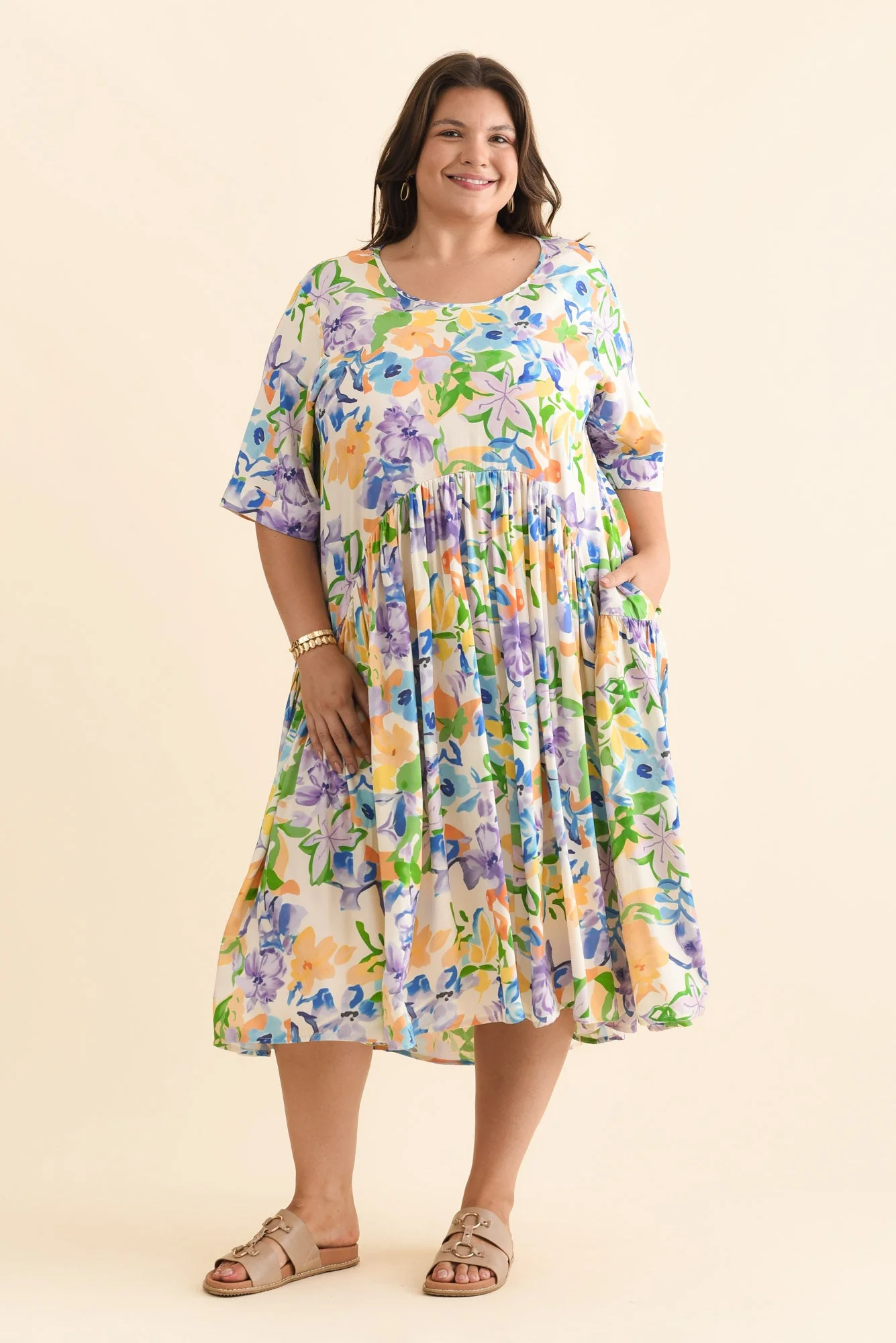 Kiana Purple Floral Peak Dress - Image 9