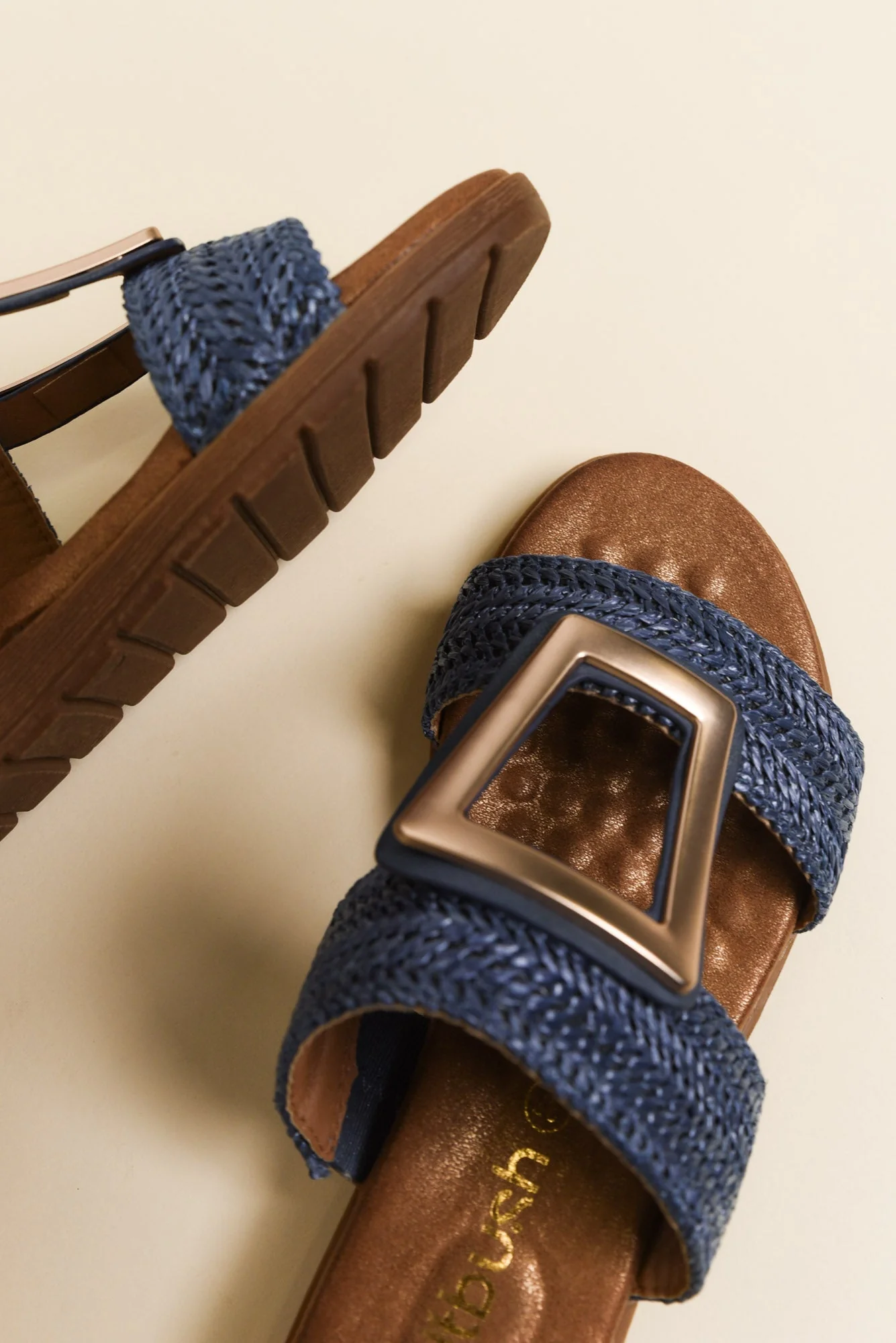 Kimberley Blue Raffia Buckle Slide - Image 3