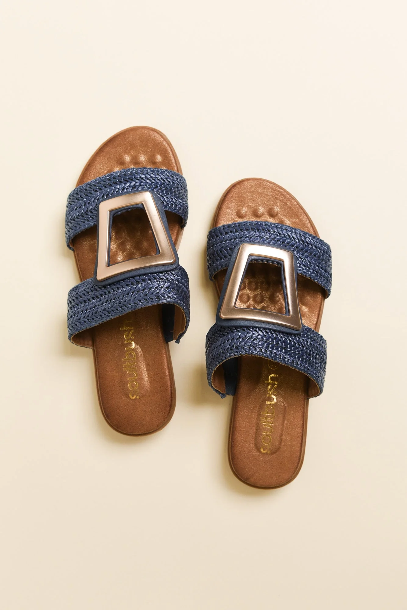 Kimberley Blue Raffia Buckle Slide - Image 4