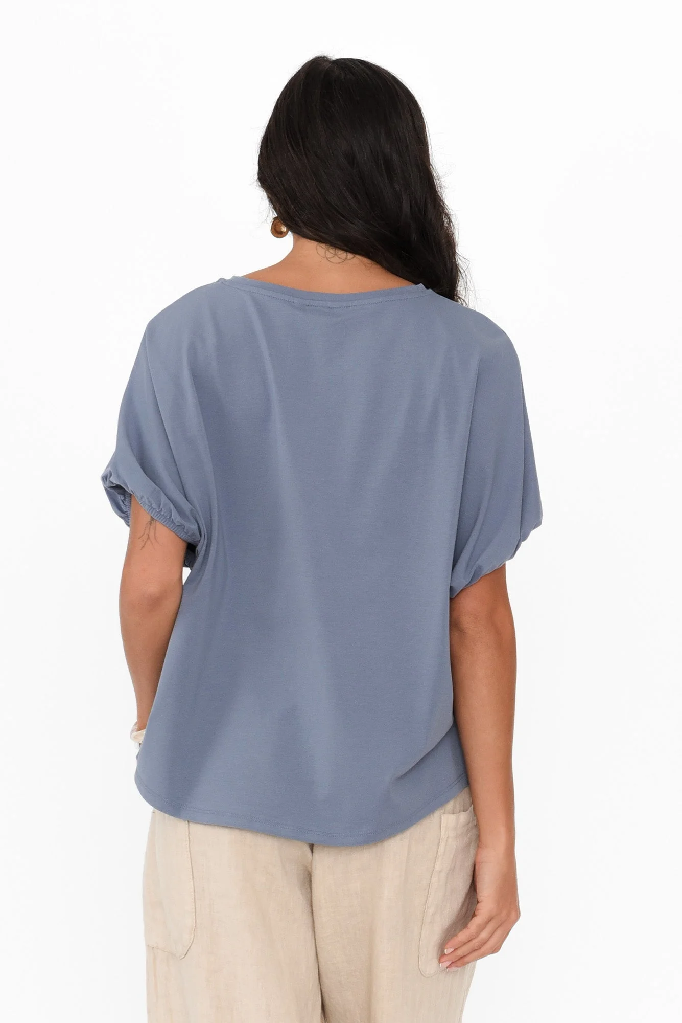 Kimiko Steel Cotton Puff Sleeve Tee - Image 4