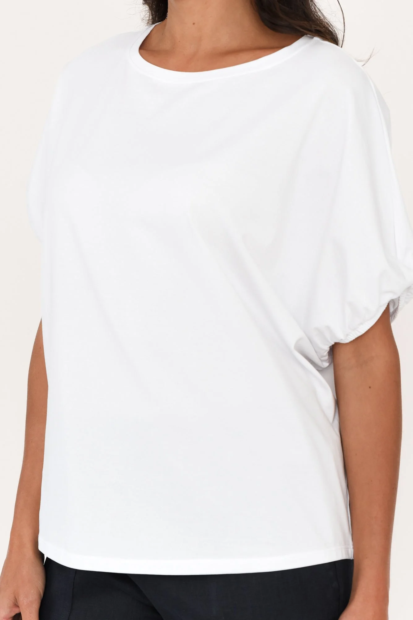 Kimiko White Cotton Puff Sleeve Tee - Image 5