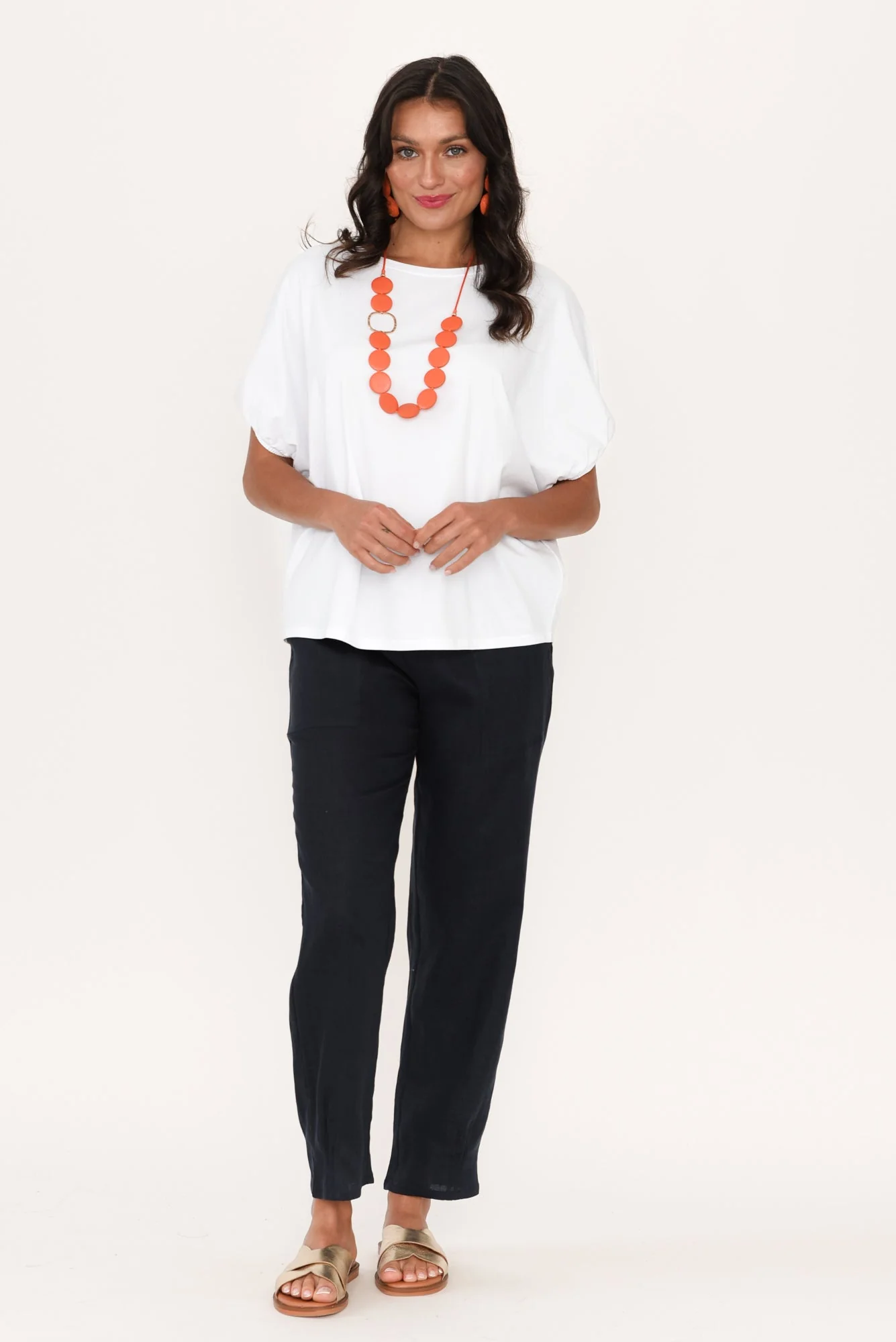 Kimiko White Cotton Puff Sleeve Tee - Image 6