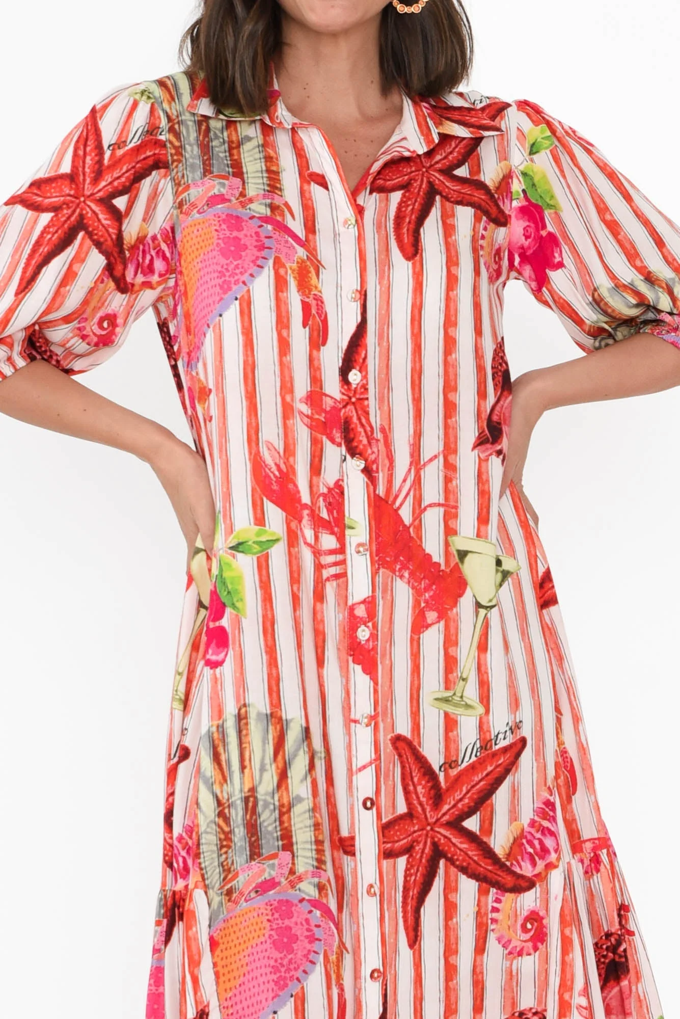 Kimma Red Sea Shirt Dress - Image 5