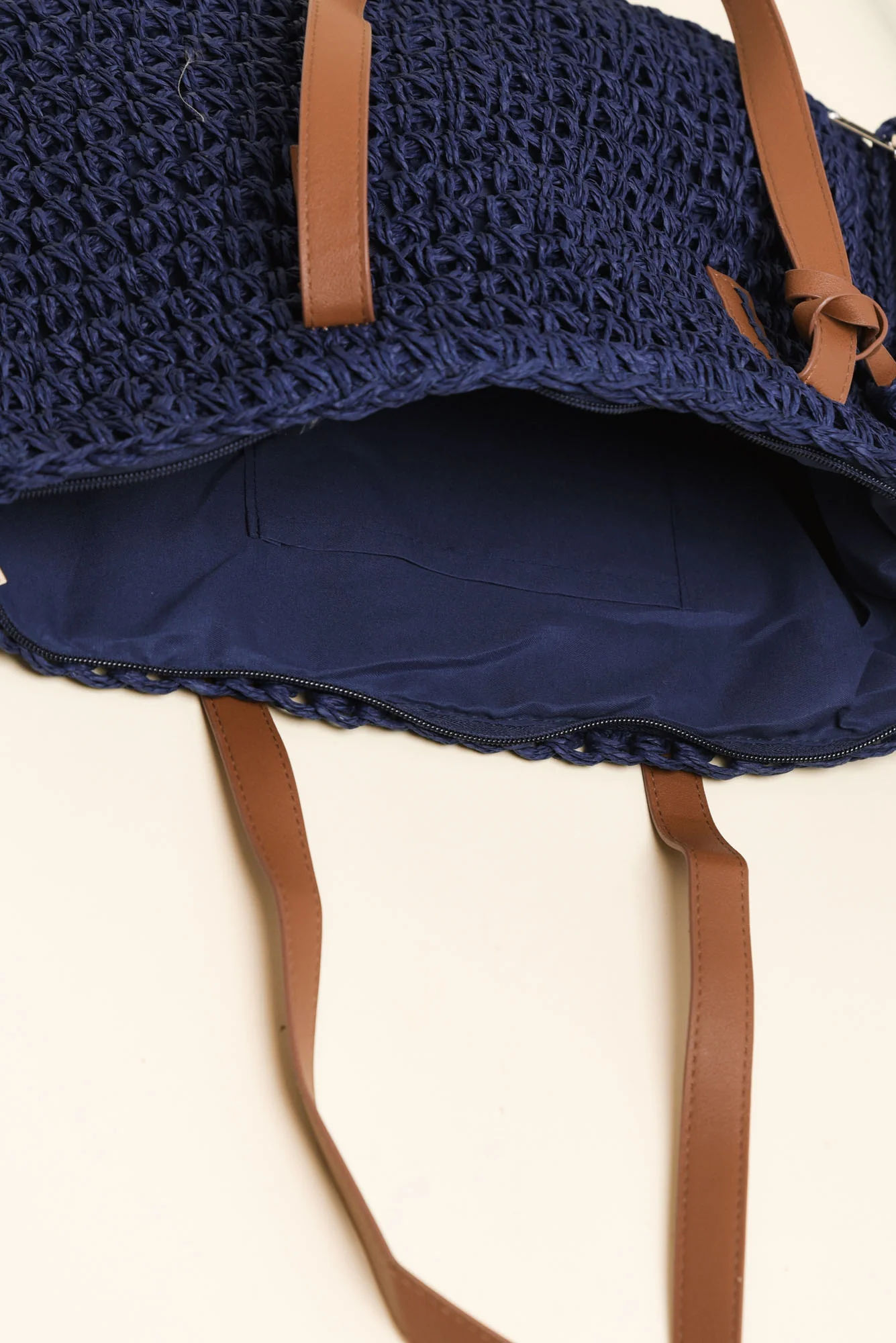 Kirby Navy Straw Tote Bag - Image 3