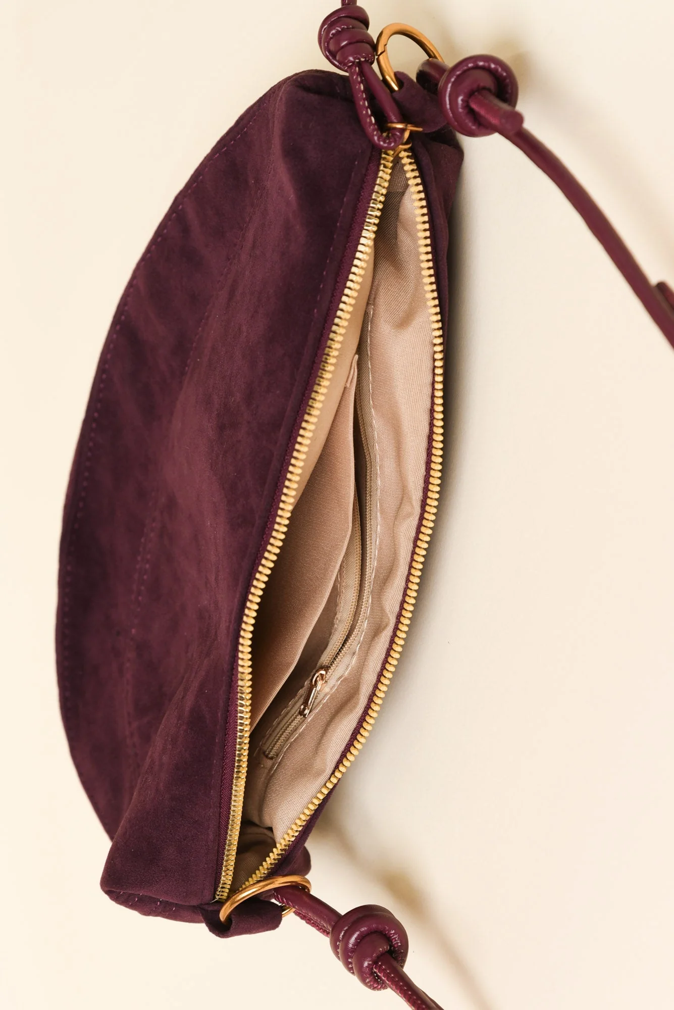 Kirsten Burgundy Faux Suede Crossbody Bag - Image 2