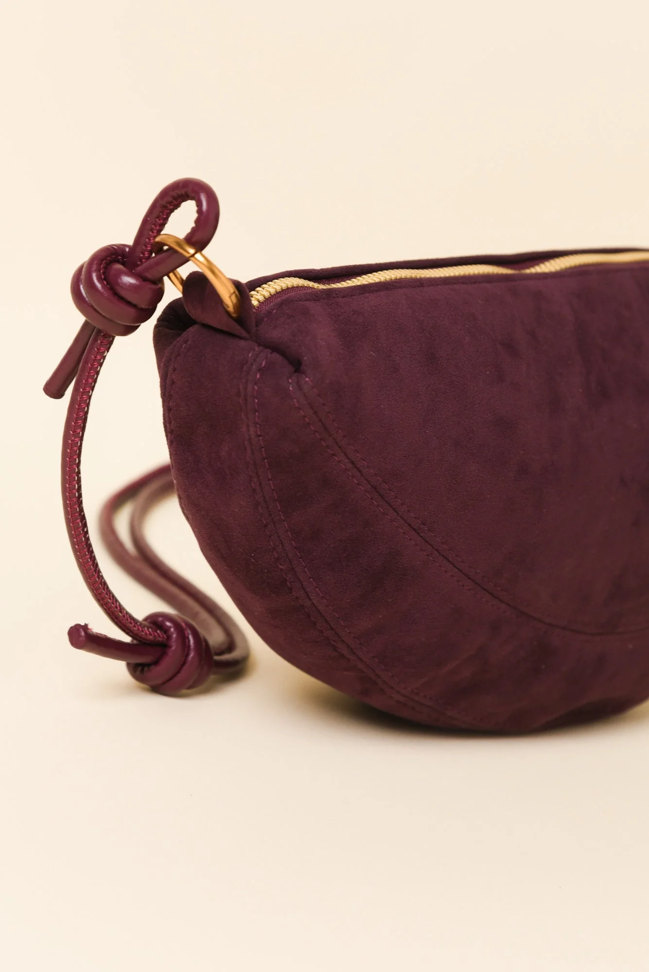 Kirsten Burgundy Faux Suede Crossbody Bag - Image 3