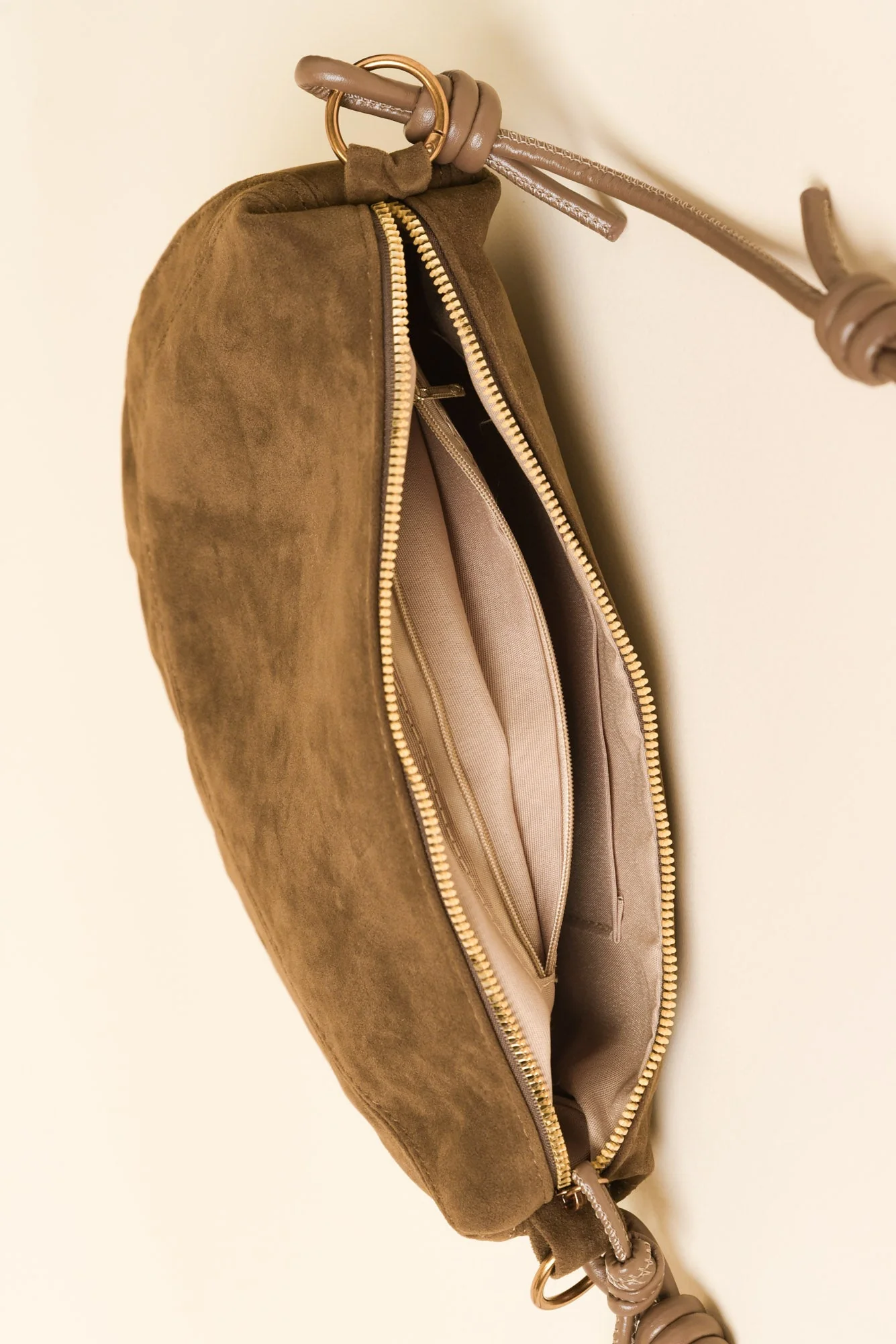 Kirsten Mocha Faux Suede Crossbody Bag - Image 2