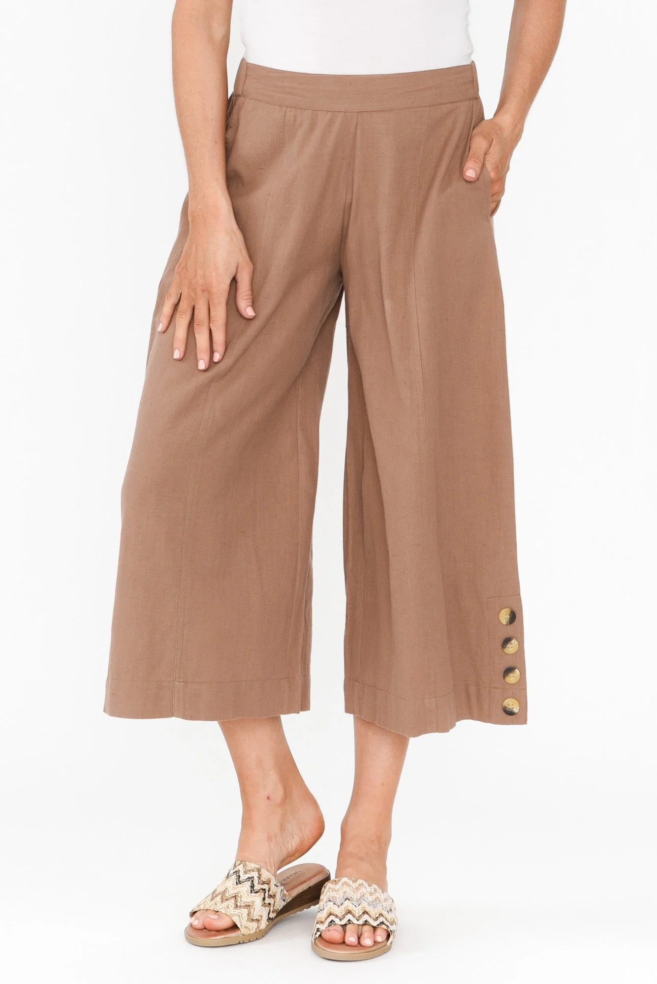 Kishan Mocha Cotton Blend Pants - Image 2