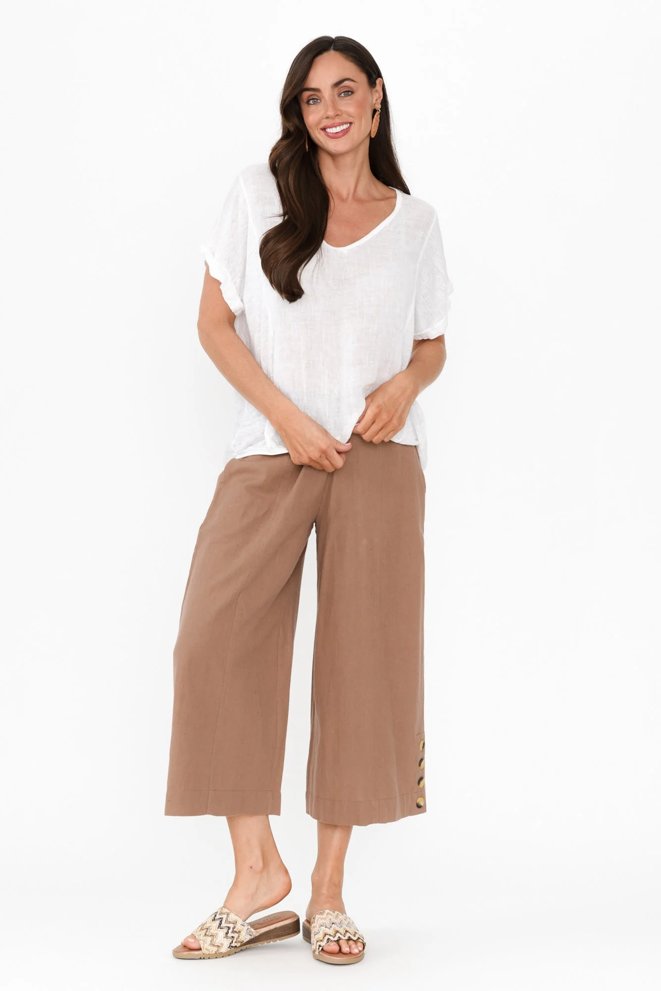 Kishan Mocha Cotton Blend Pants - Image 4