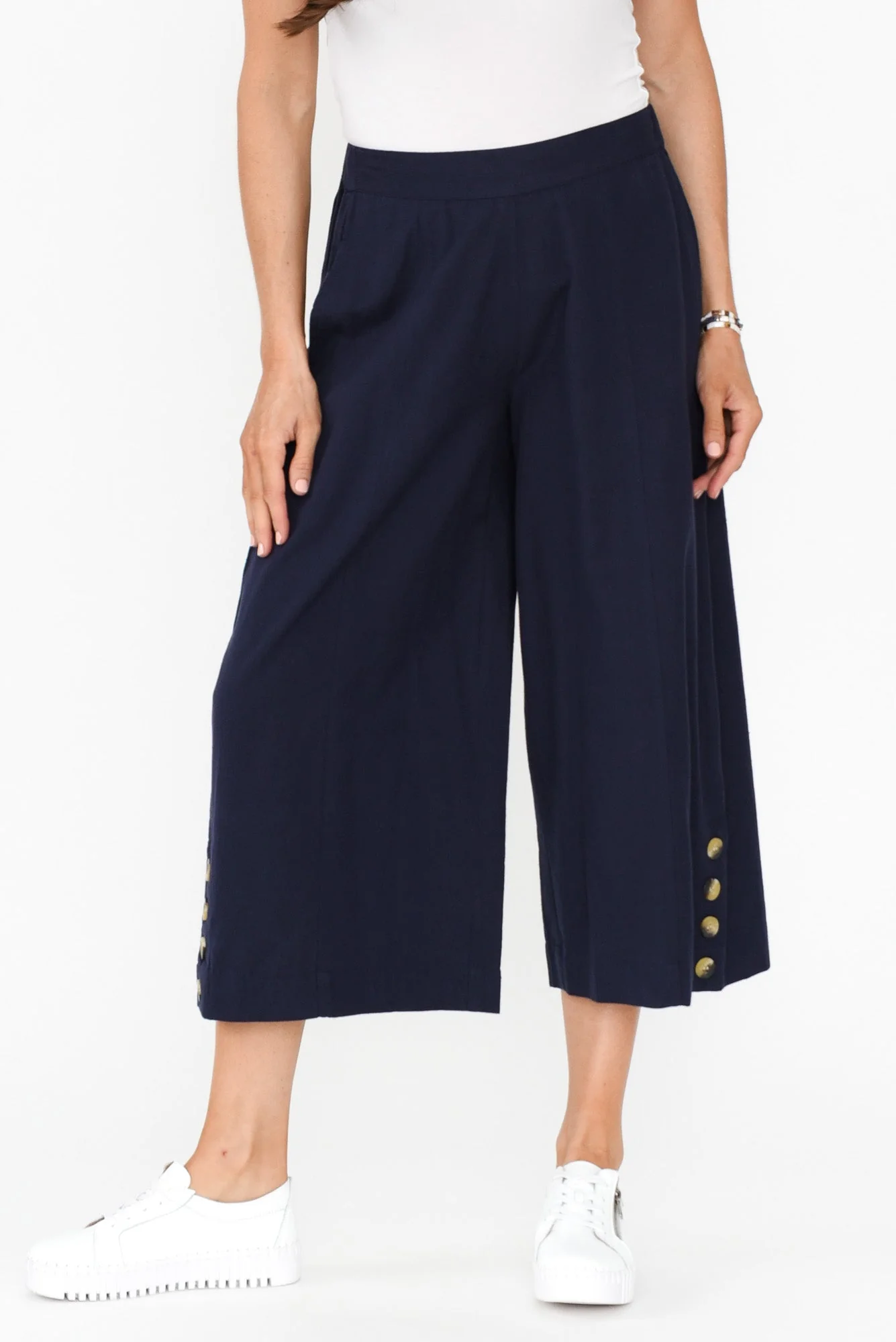 Kishan Navy Cotton Blend Pants - Image 2
