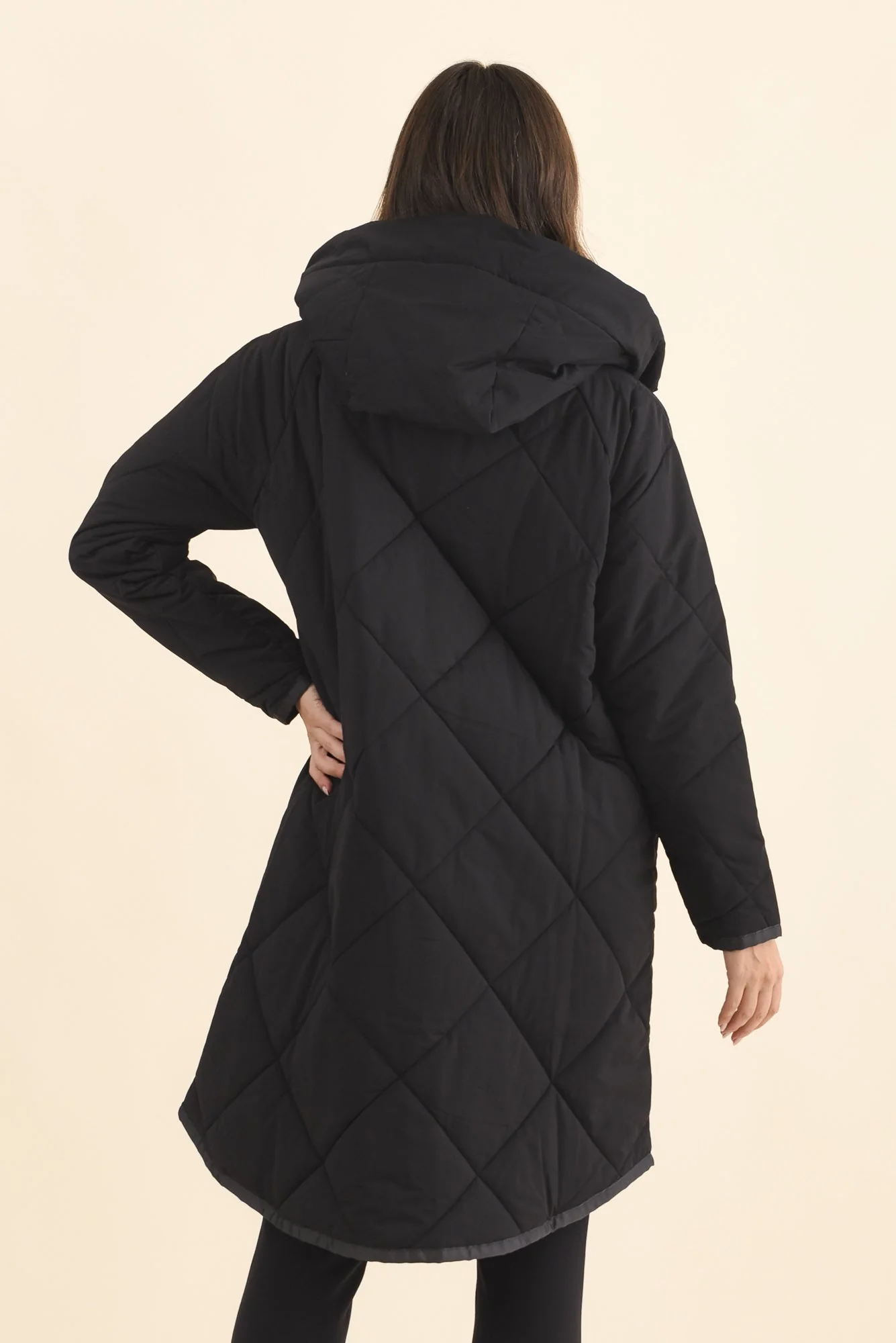 Koami Black Quilted Hooded Coat - Image 4