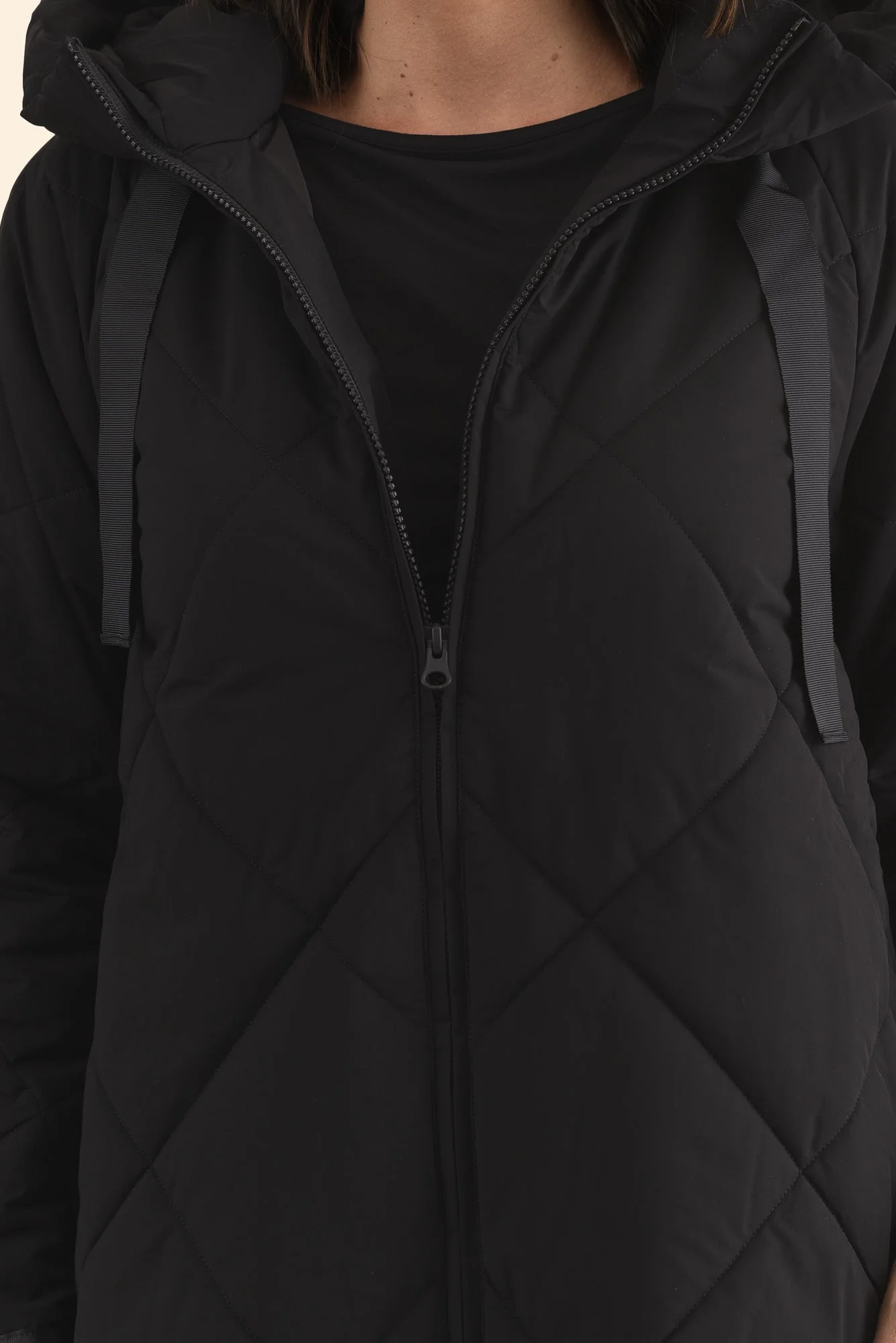 Koami Black Quilted Hooded Coat - Image 5