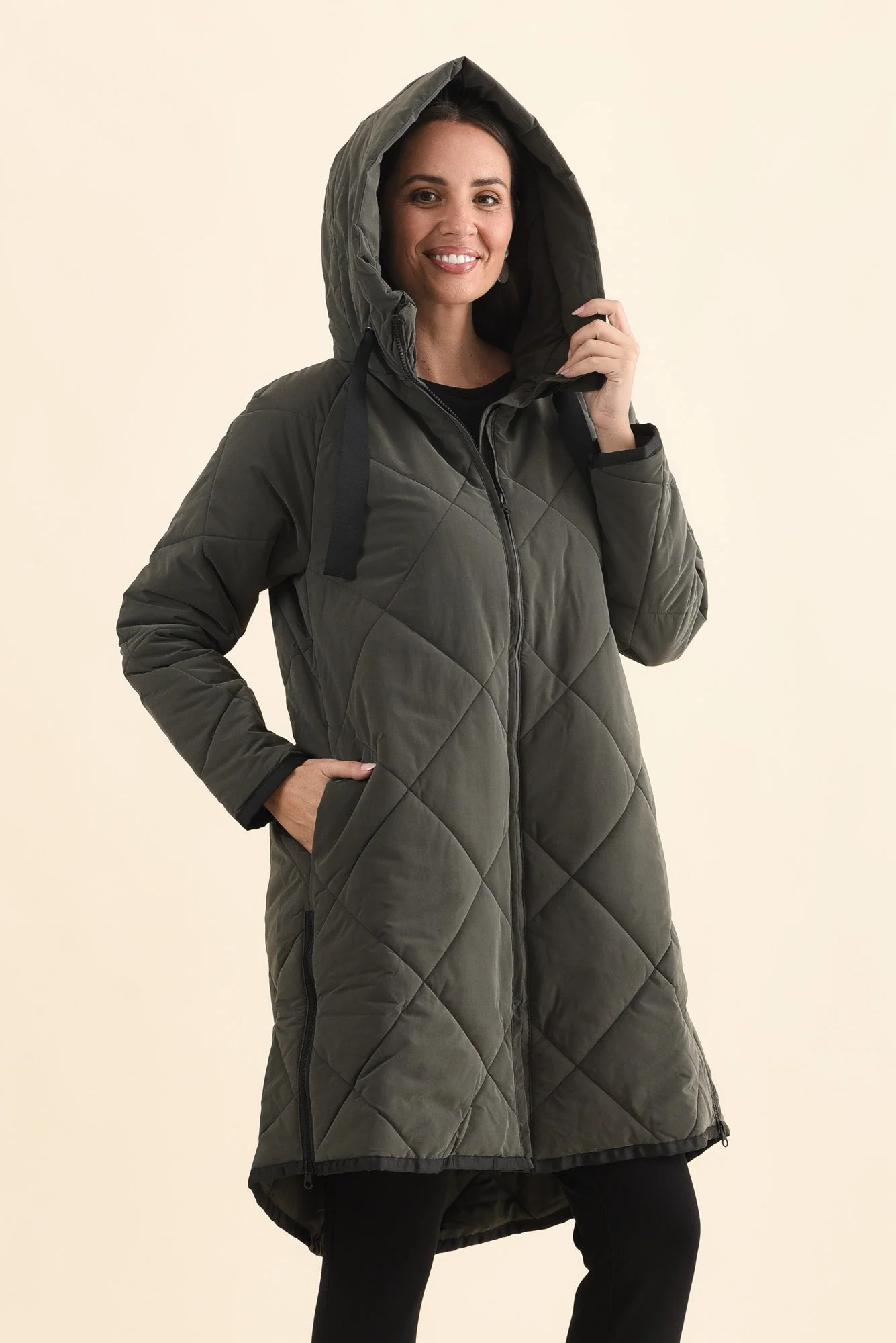 Koami Charcoal Quilted Hooded Coat - Image 3