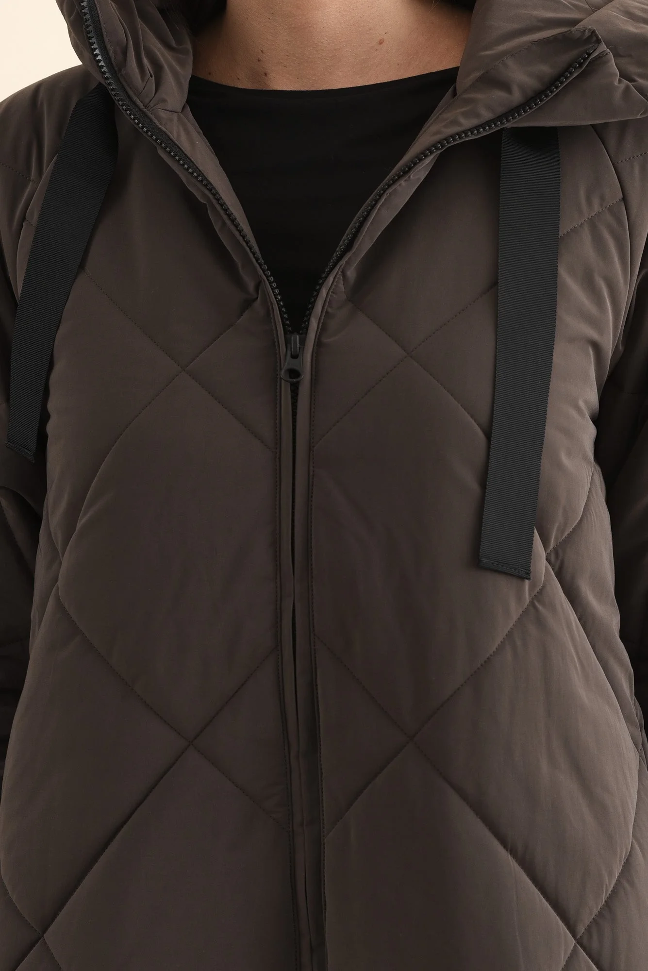 Koami Chocolate Quilted Hooded Coat - Image 5