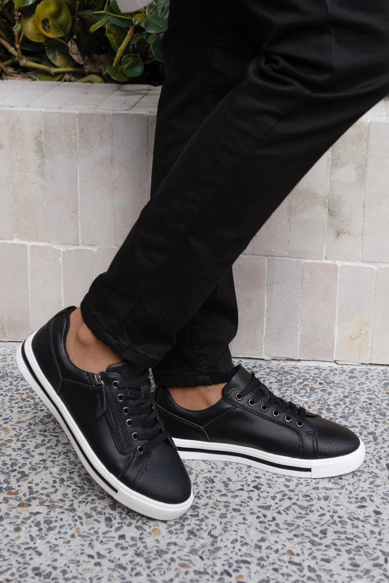 Koko Black Leather Zip Sneaker - Image 2