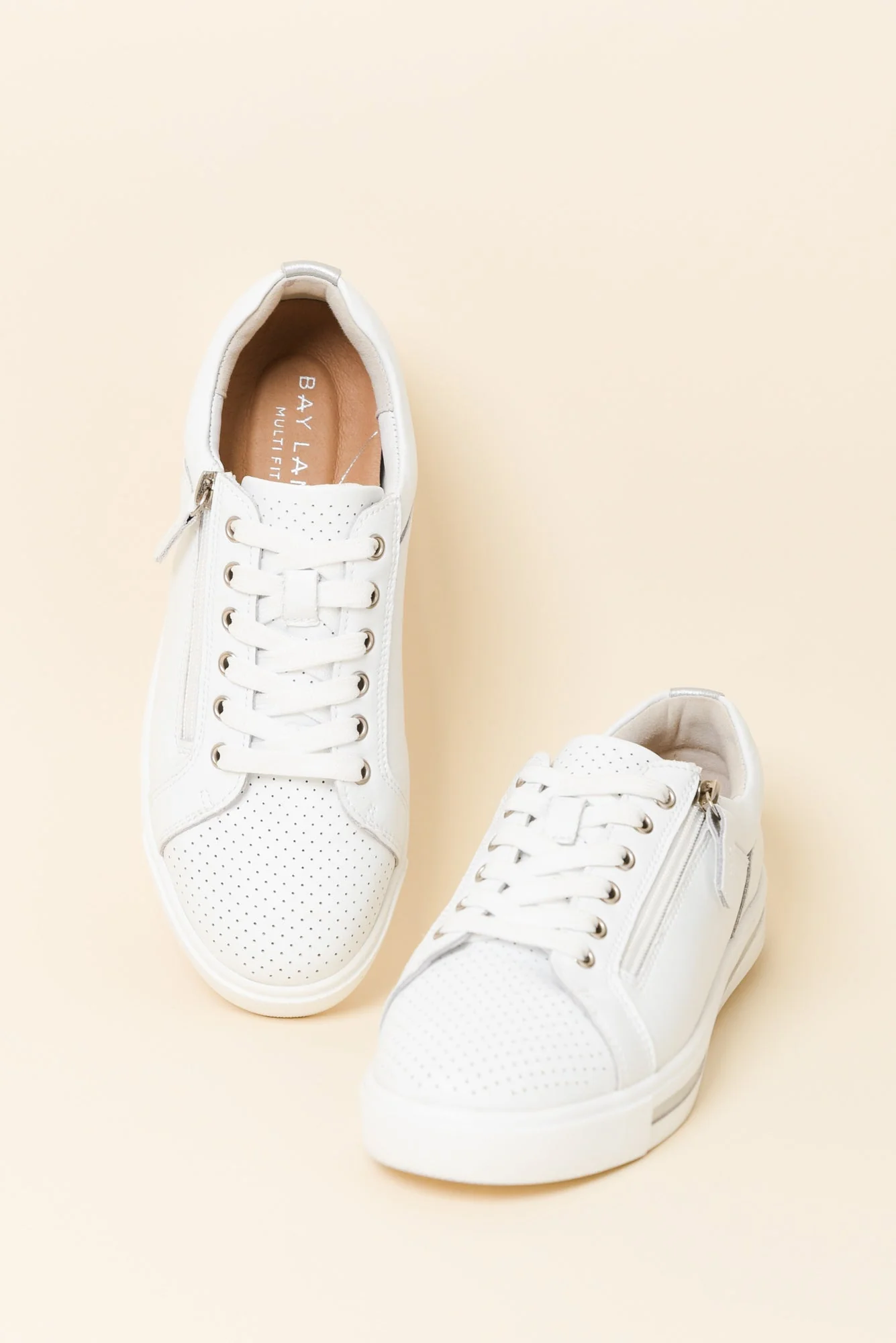 Koko White Leather Zip Sneaker - Image 3