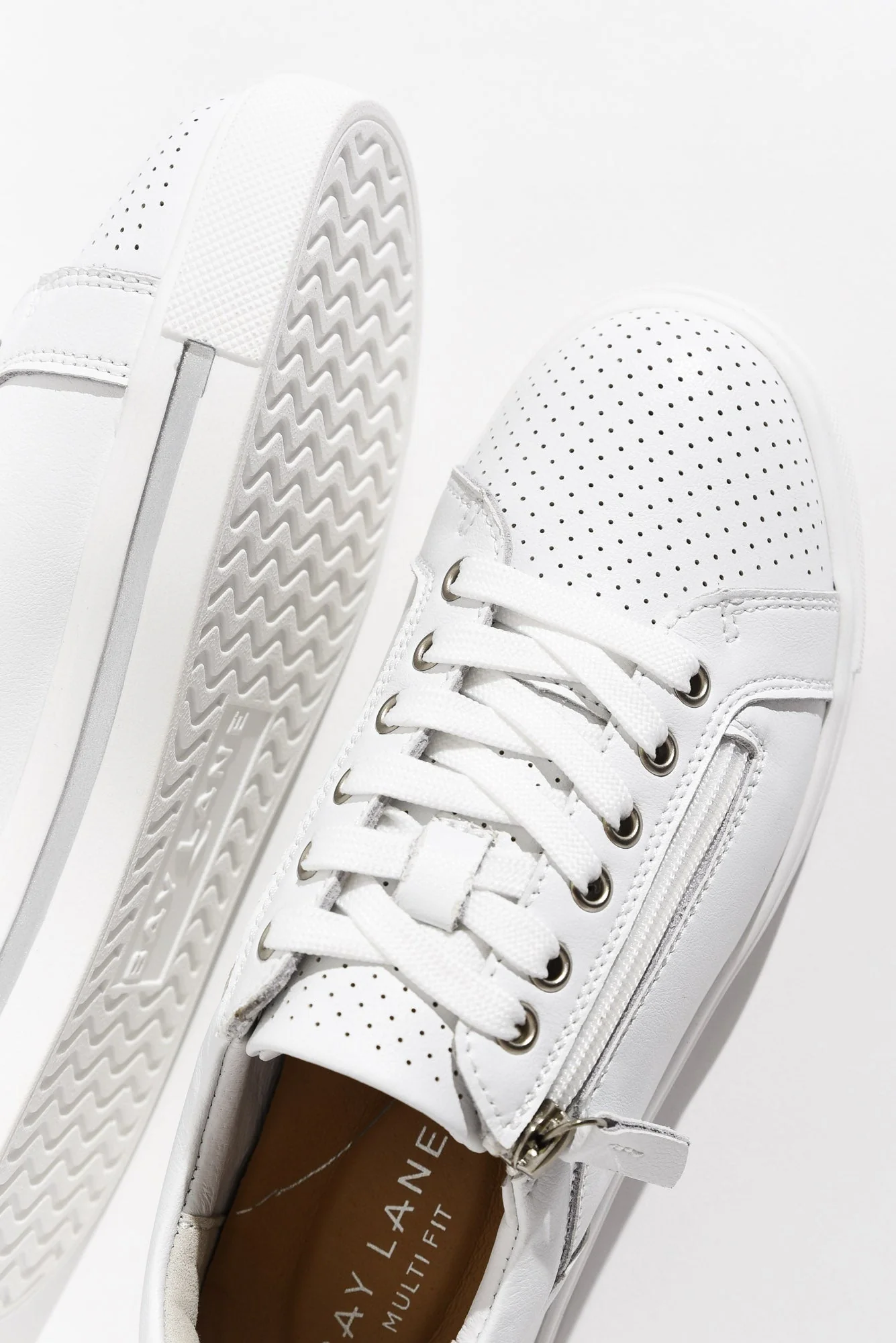 Koko White Leather Zip Sneaker - Image 4