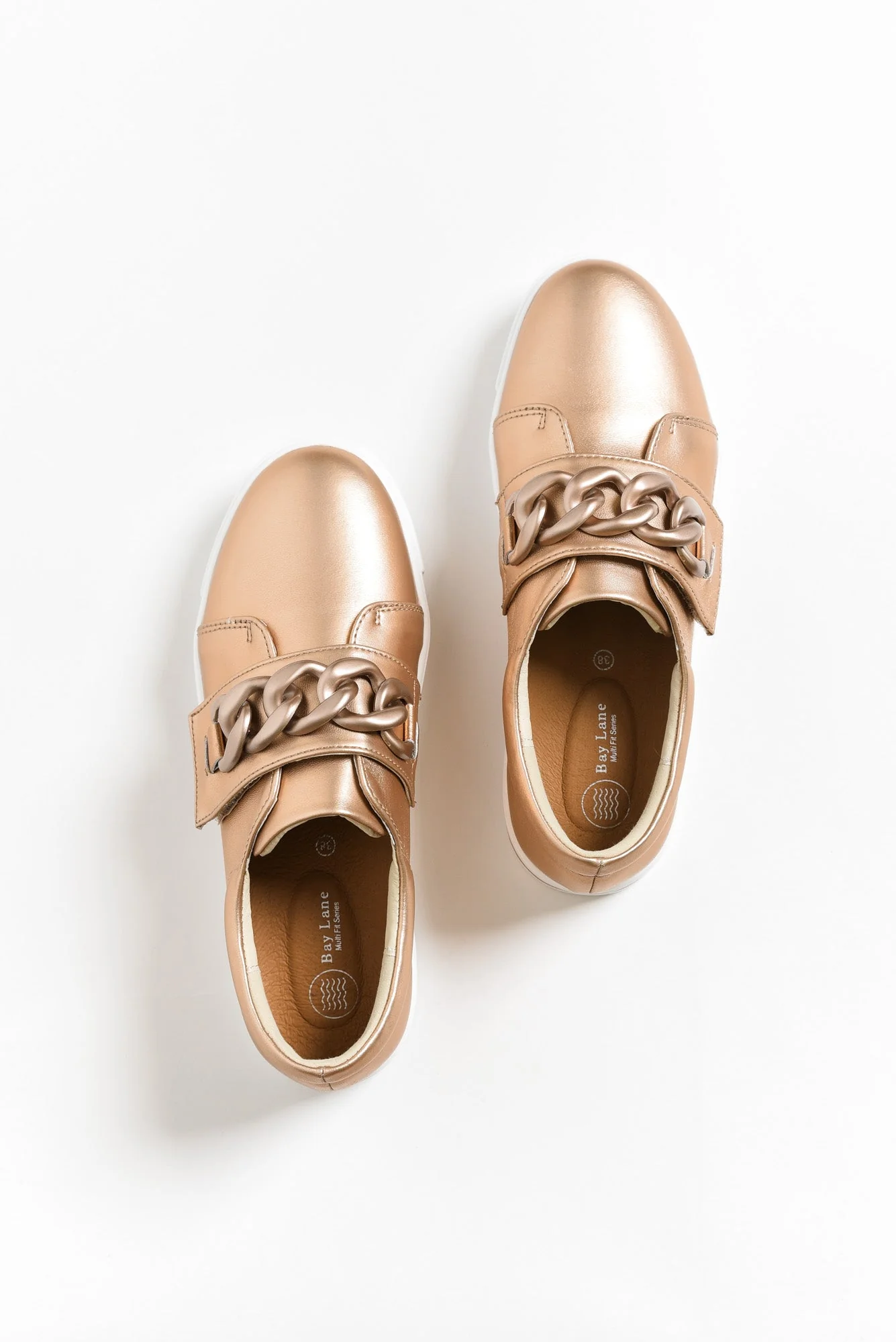 Koolah Rose Gold Leather Chain Sneaker - Image 4