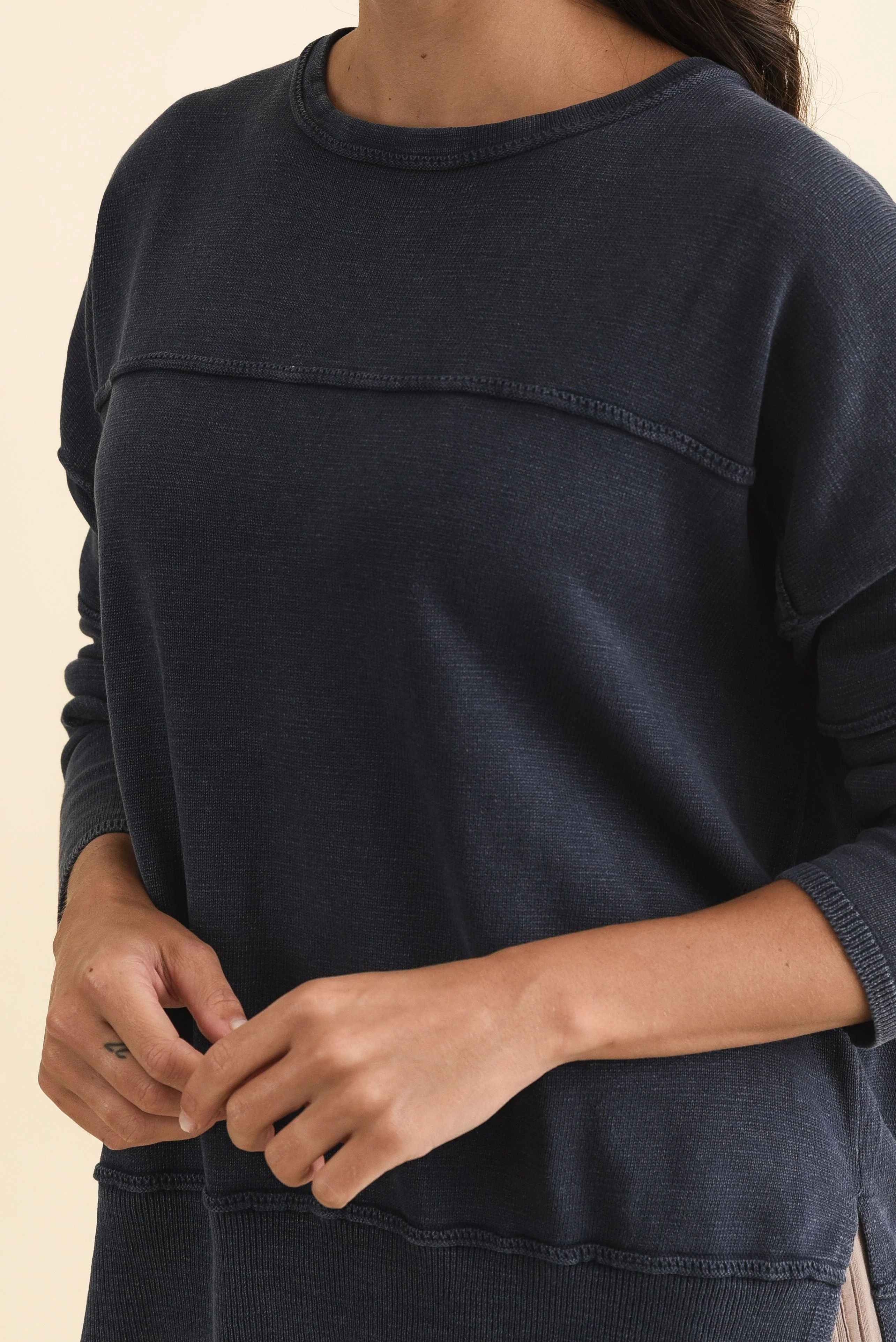 Kymberly Navy Cotton Knit Jumper - Image 5