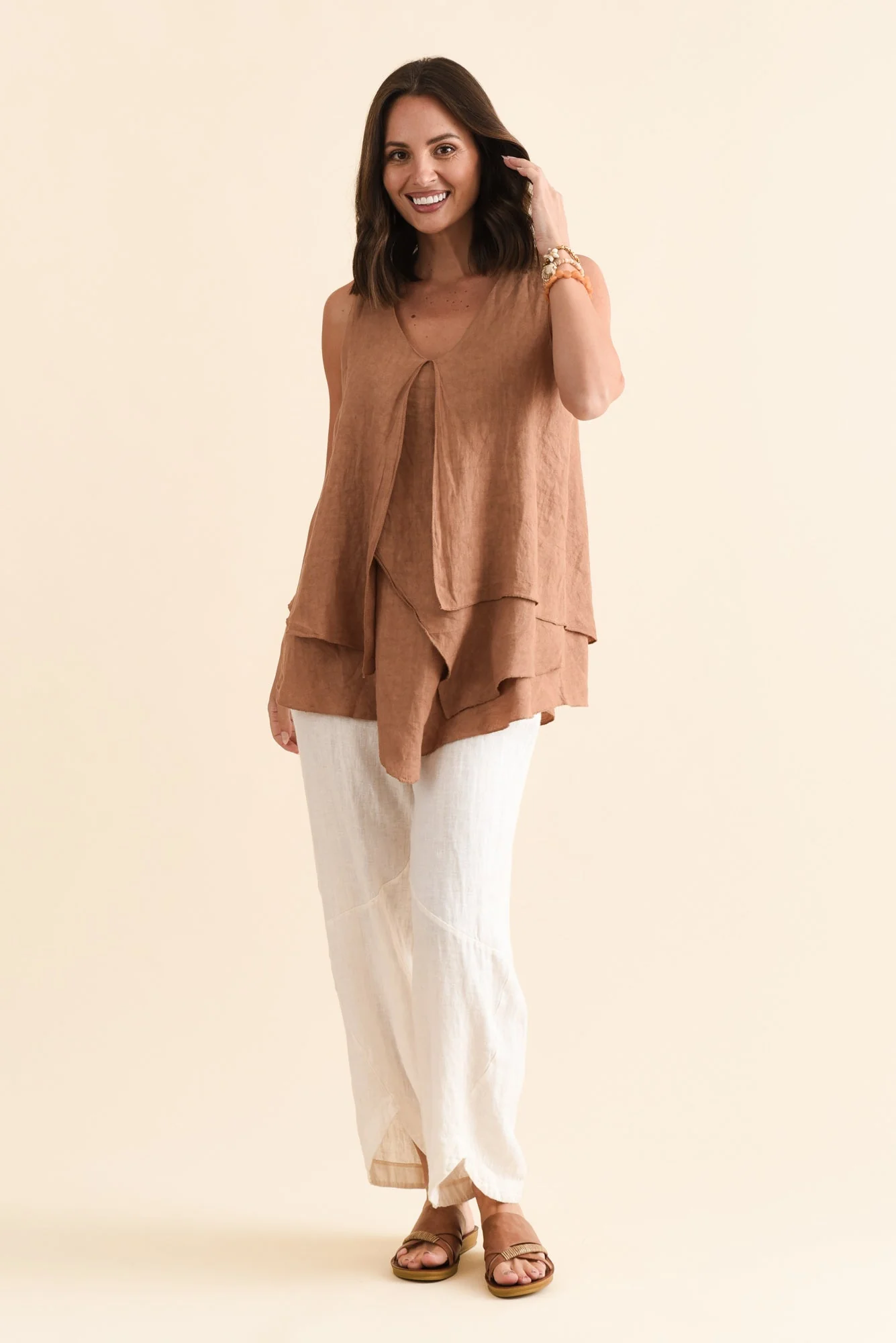 Lagos Rust Linen Layered Tank - Image 2
