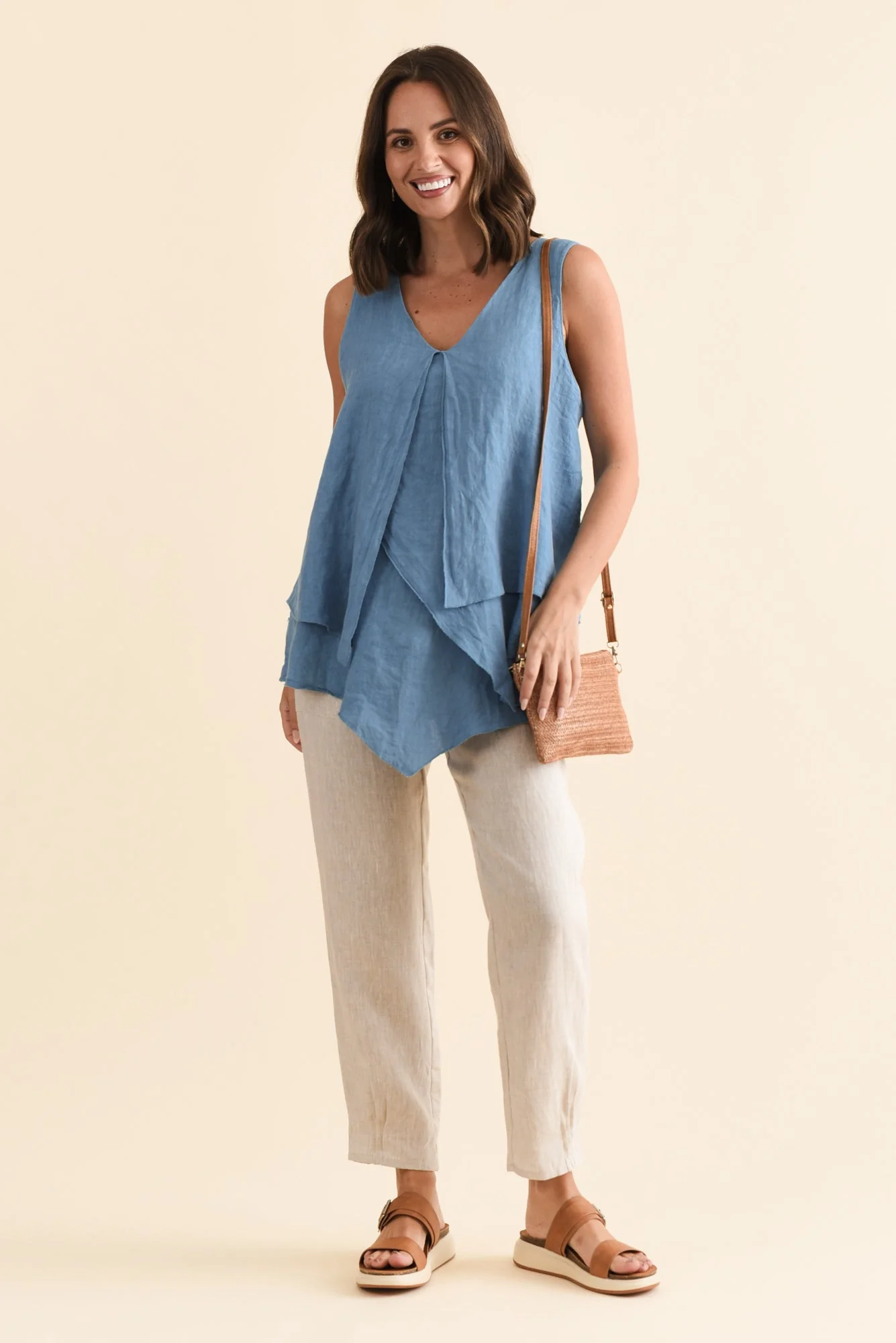 Lagos Steel Linen Layered Tank - Image 2