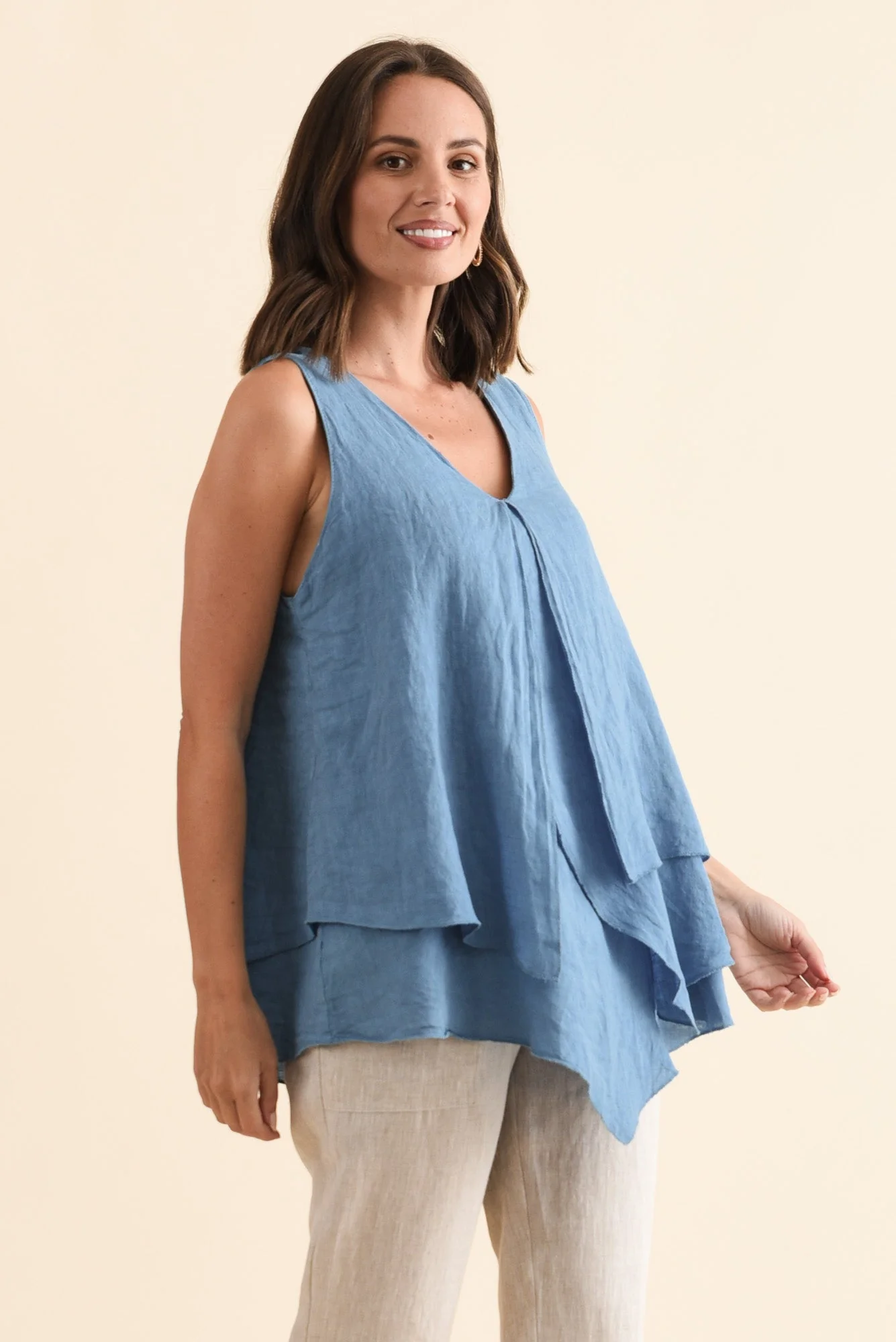 Lagos Steel Linen Layered Tank - Image 3