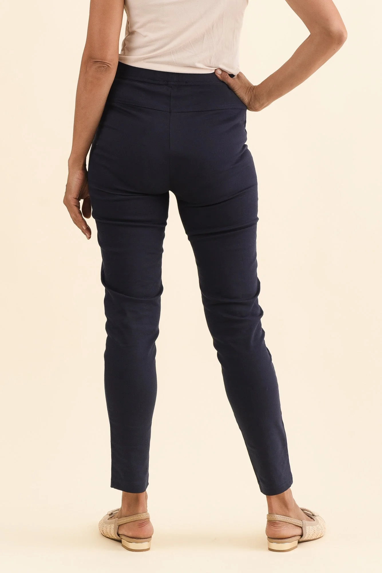 Laia Navy Cotton Stretch Pants - Image 4