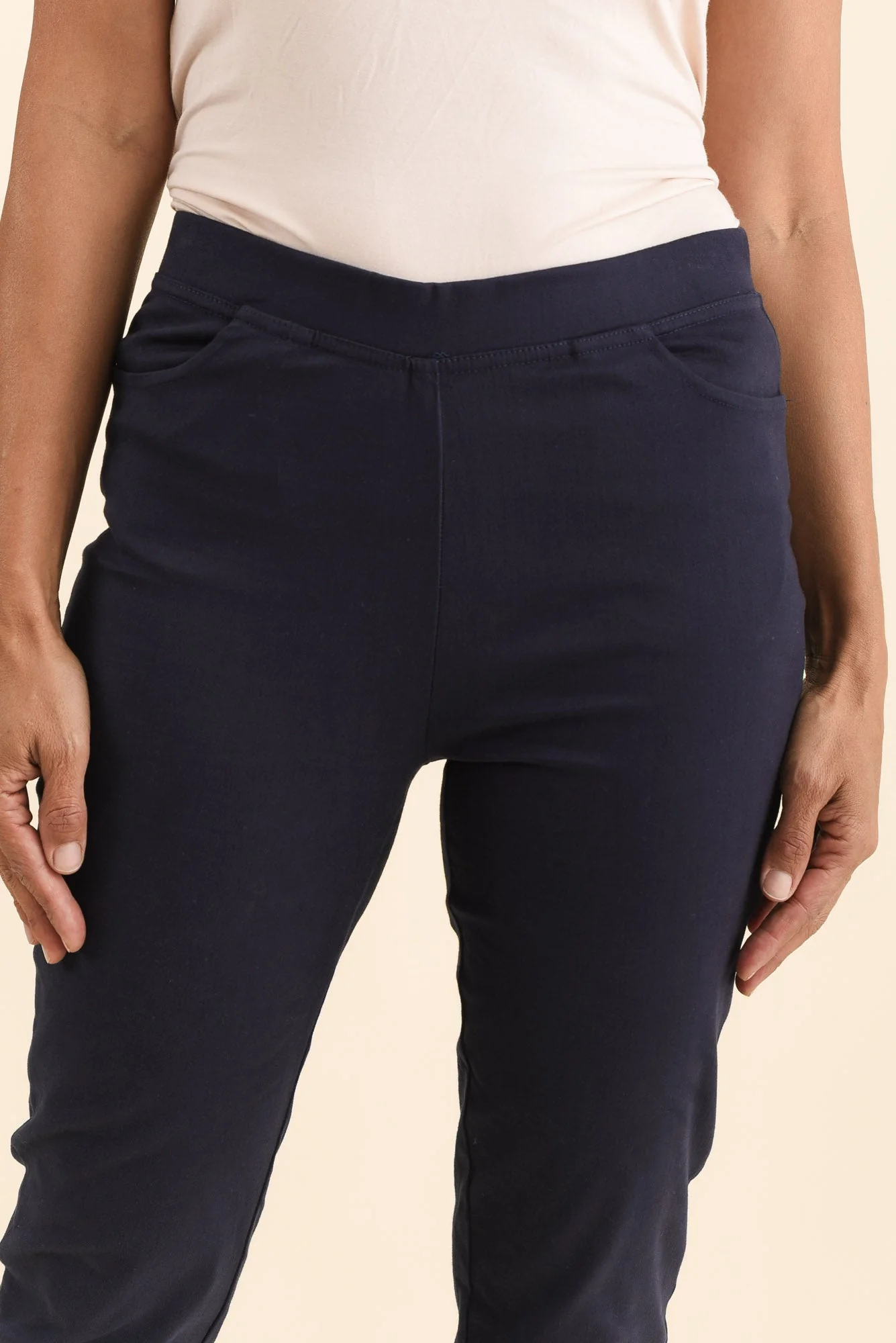 Laia Navy Cotton Stretch Pants - Image 5