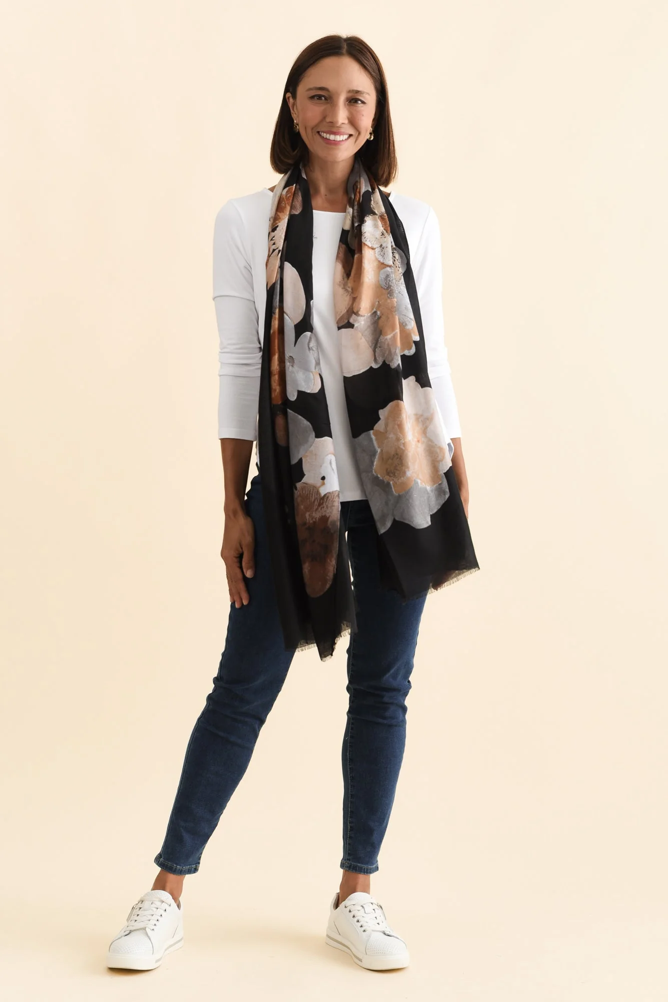 Landry Black Flower Scarf - Image 2