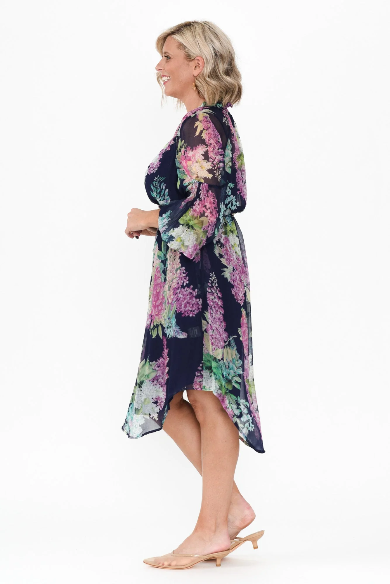 Lane Navy Wisteria Tie Dress - Image 5