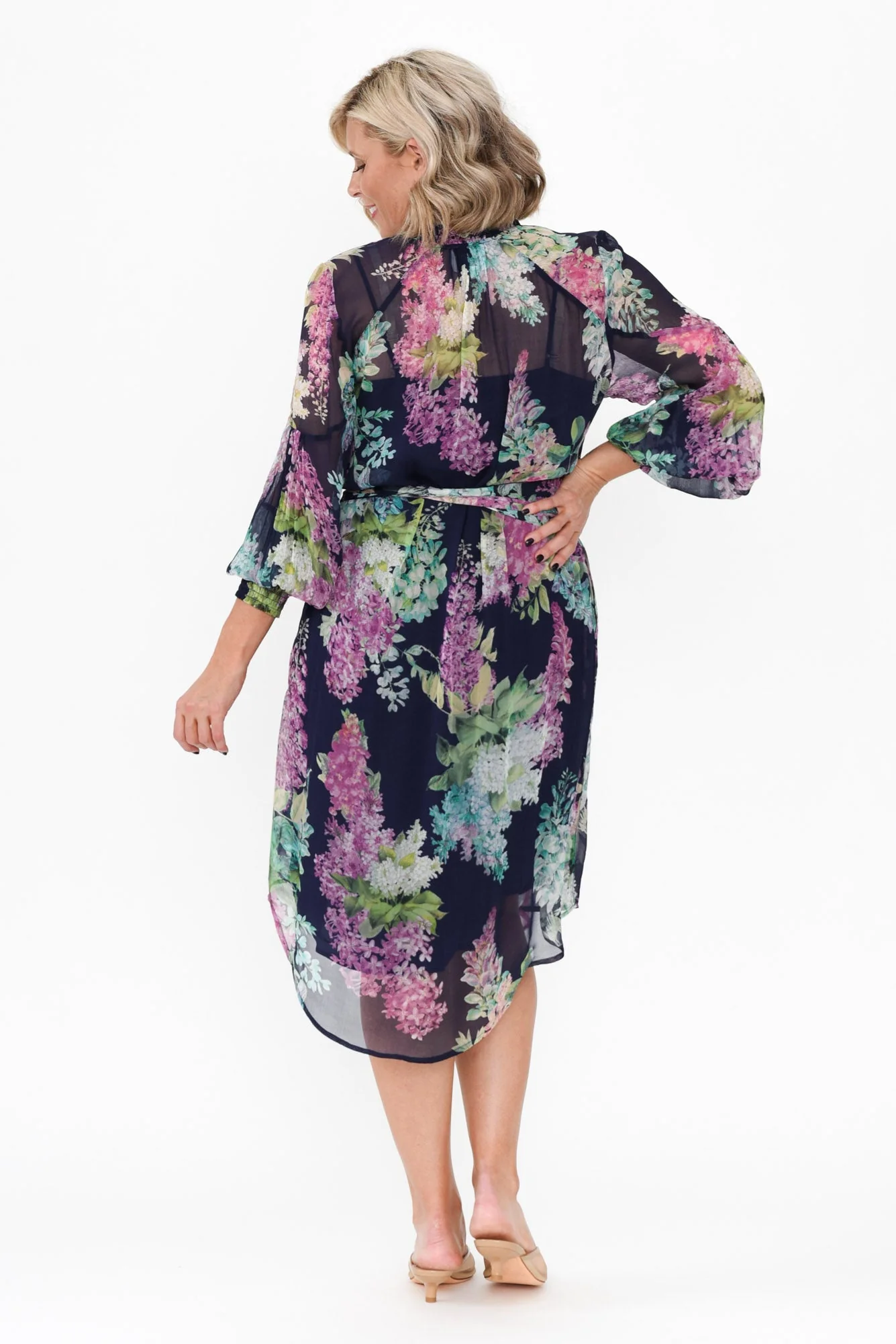 Lane Navy Wisteria Tie Dress - Image 6